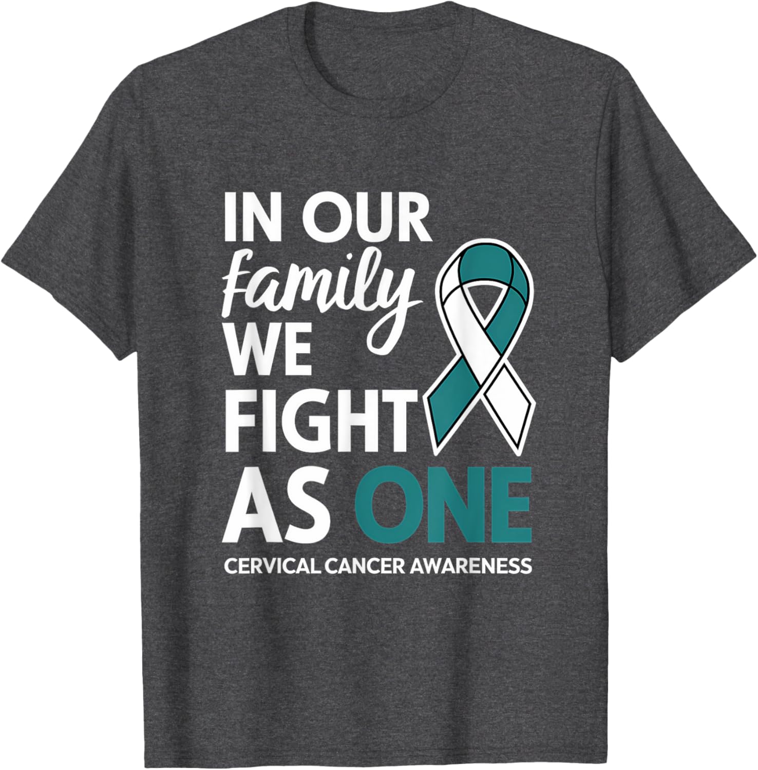 Cervical Cancer Awareness Teal Ribbon Family T-Shirt for Hope and Unity - 16