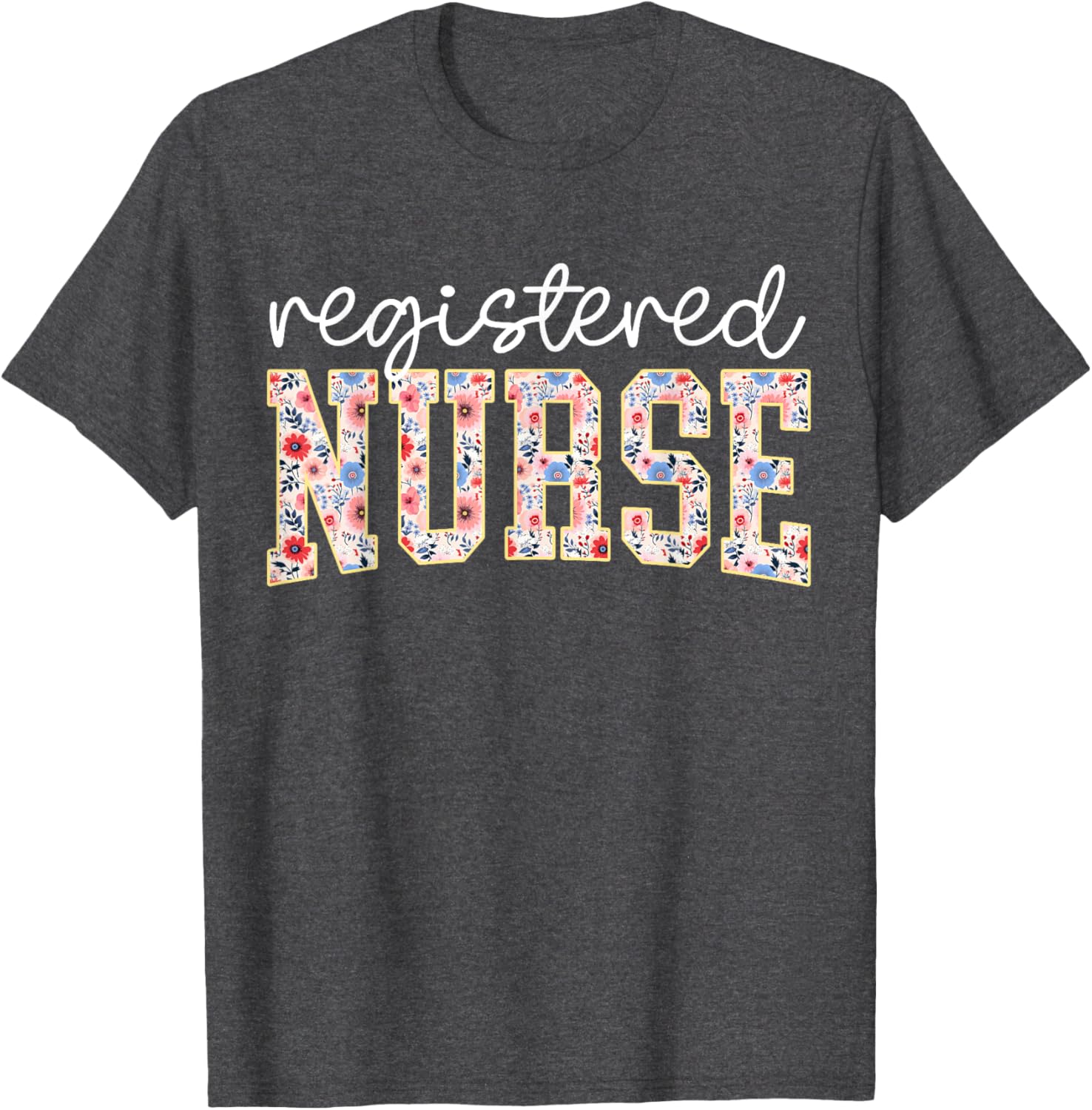 Floral Print RN Nurse T-Shirt for Women - Perfect for Nursing School - 17