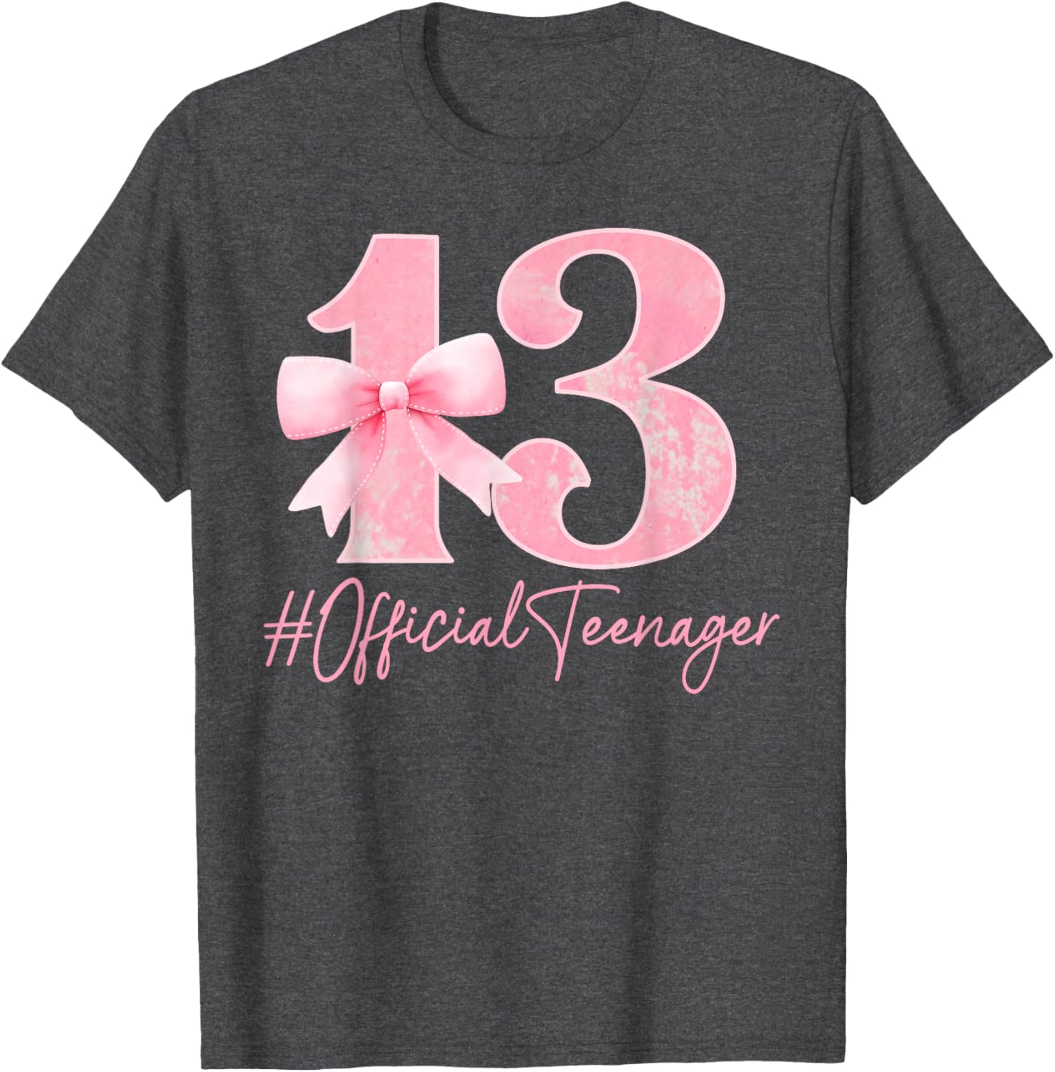 Cute Pink 13th Birthday Coquette Bow T-Shirt for Girls Turning 13 - 11