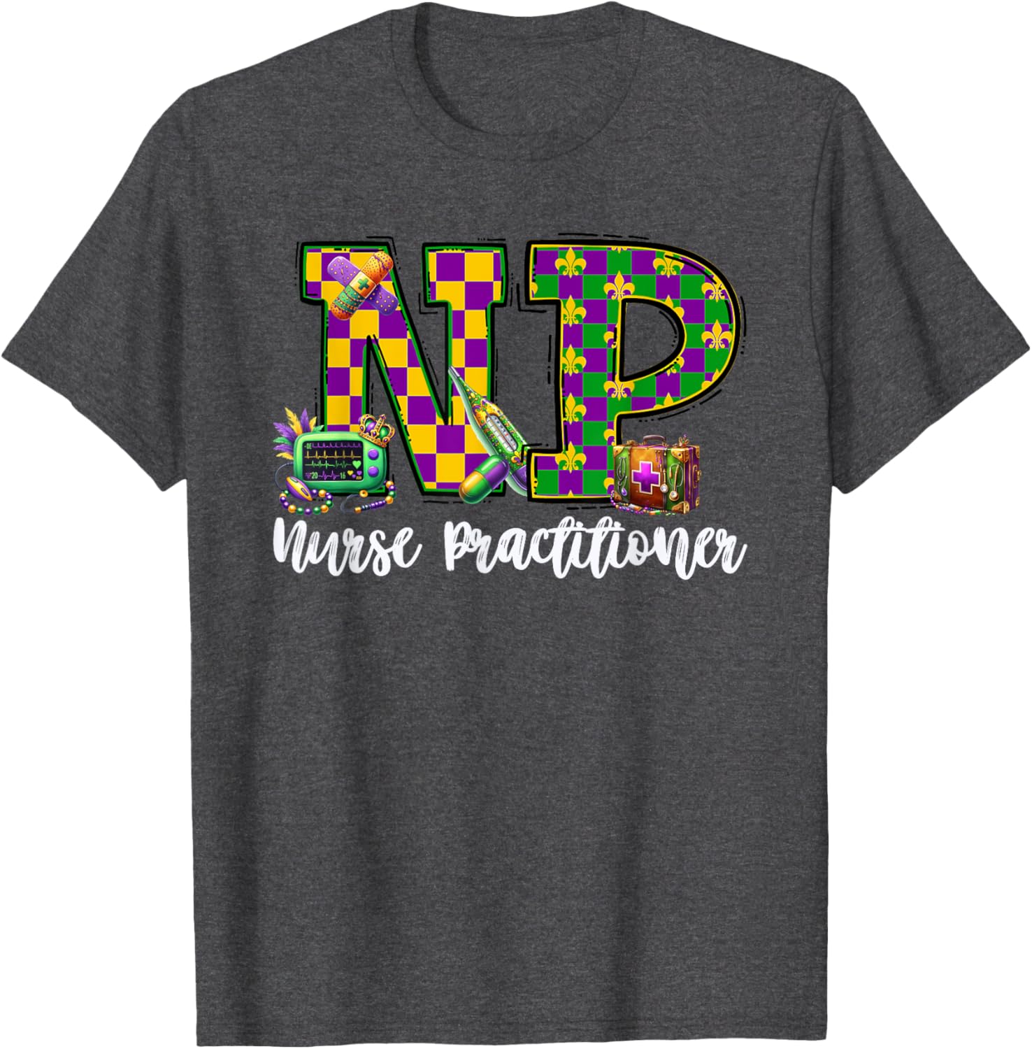 Cute Mardi Gras Nurse Practitioner T-Shirt for Women, Fun and Stylish - 7