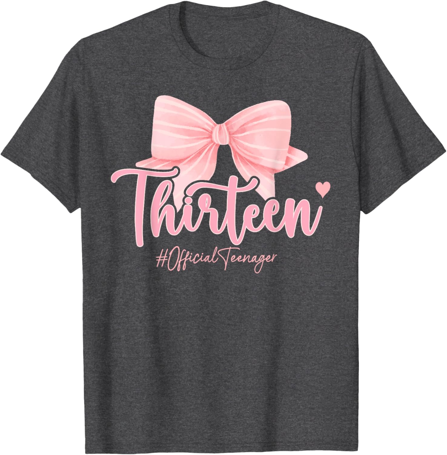 Cute Pink 13th Birthday Coquette Bow T-Shirt for Girls Celebrating 13 - 2