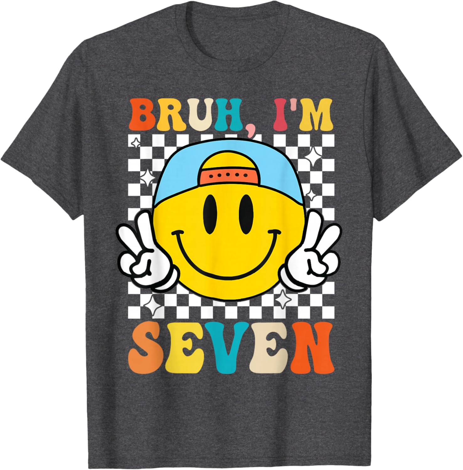 Groovy 7th Birthday T-Shirt for Boys and Girls - Fun 7 Year Old Apparel - 14