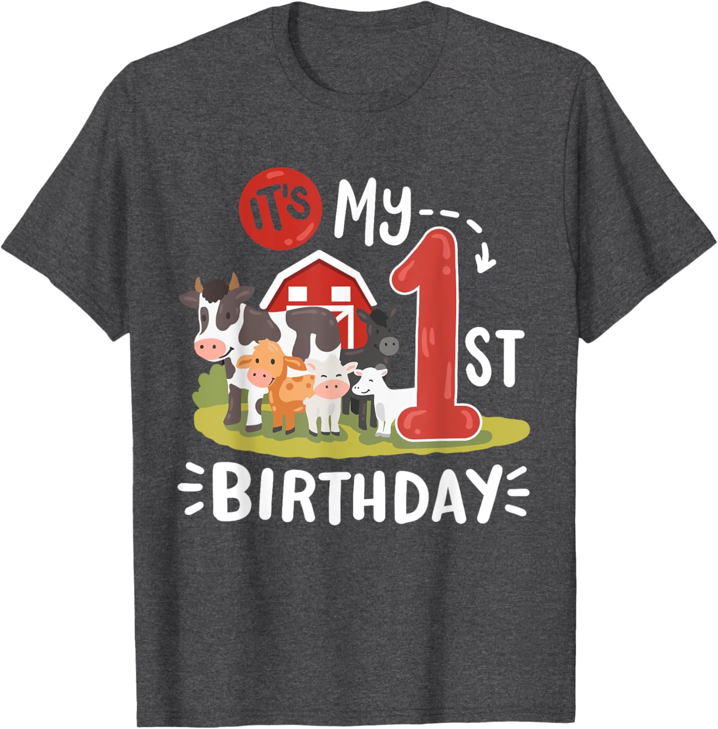 Farm Animals 1st Birthday Party T-Shirt for Kids Fun and Cute Design - 10