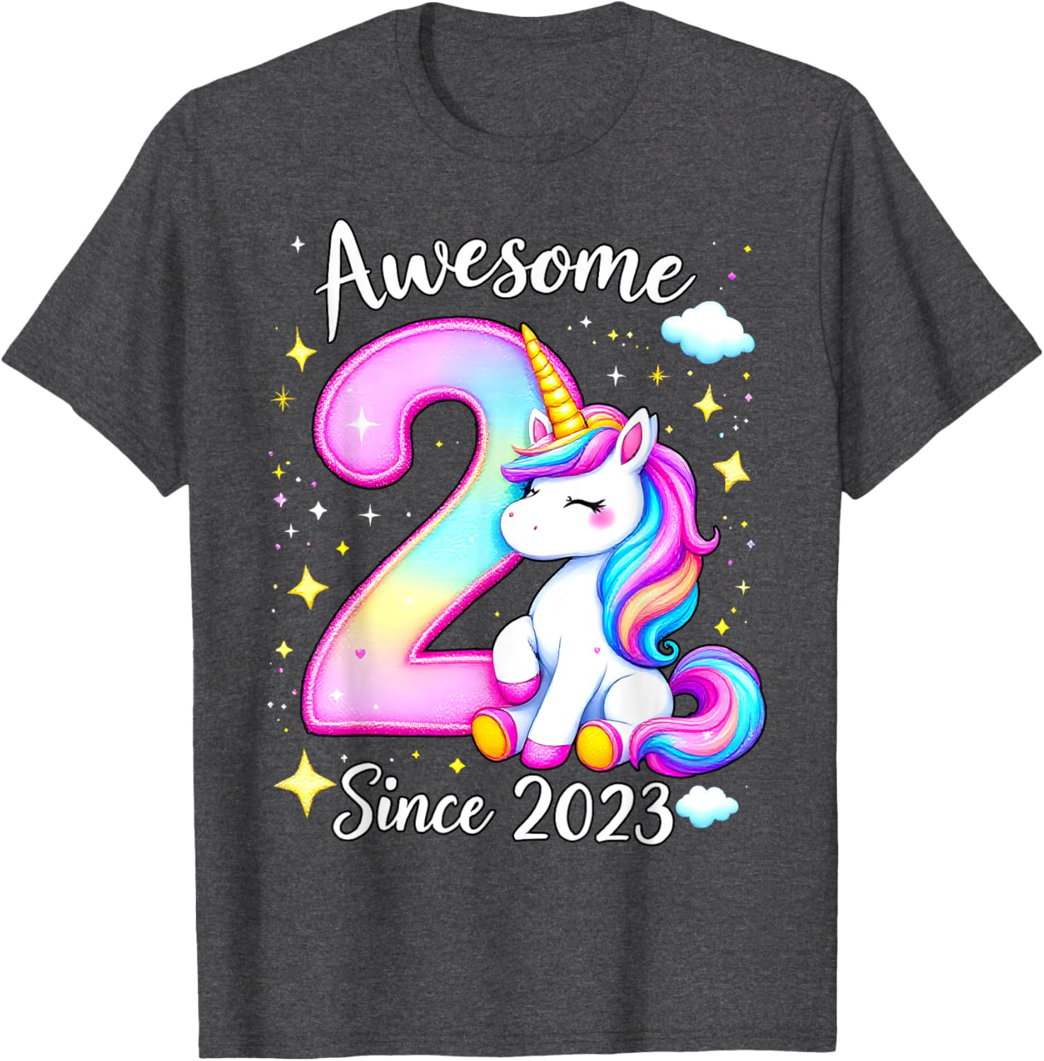 Cute Unicorn 2nd Birthday Girls T-Shirt for Awesome Celebrations - 2