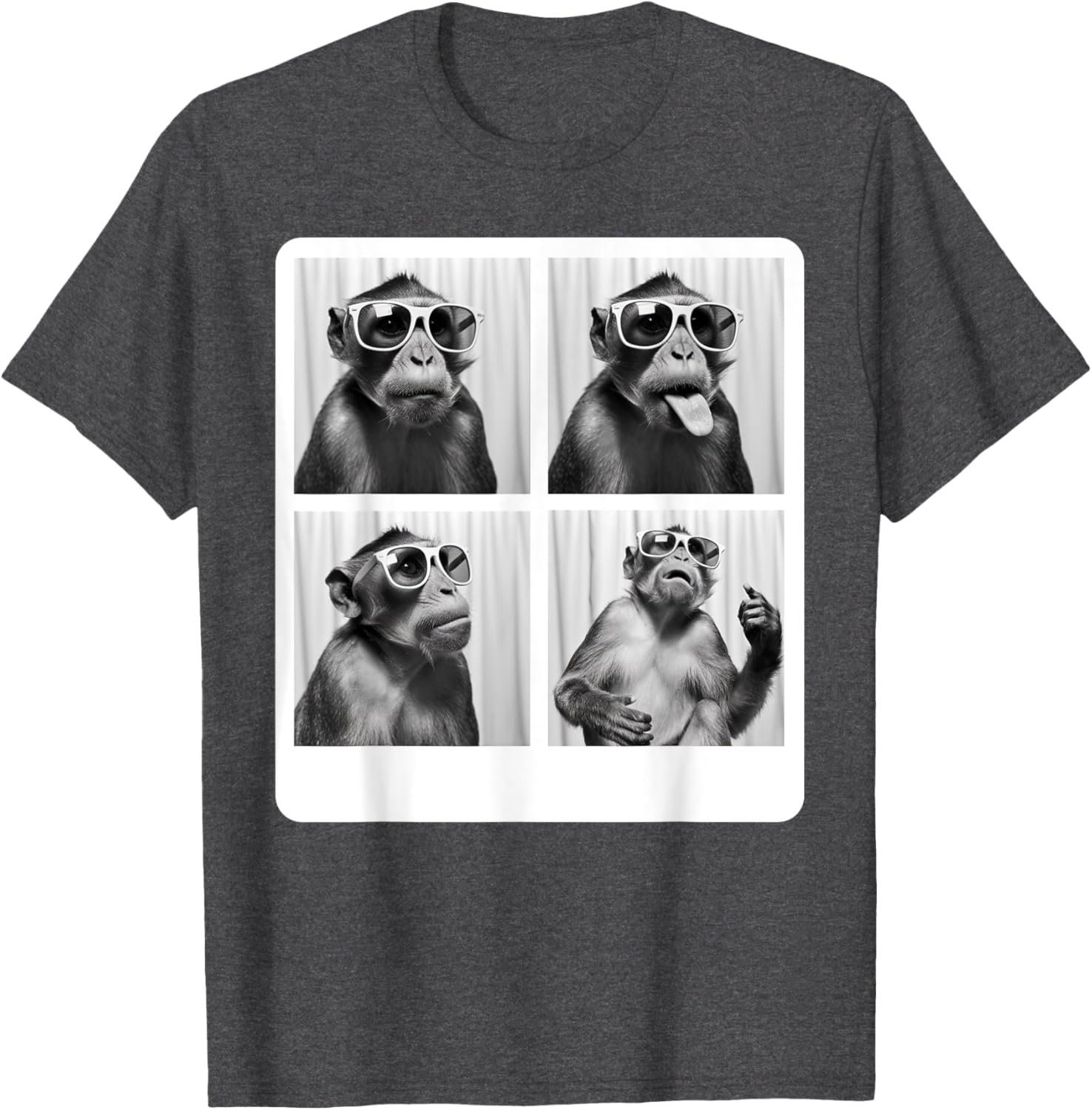 Funny Monkey Photo Booth T-Shirt with Sunglasses for Animal Lovers - 1