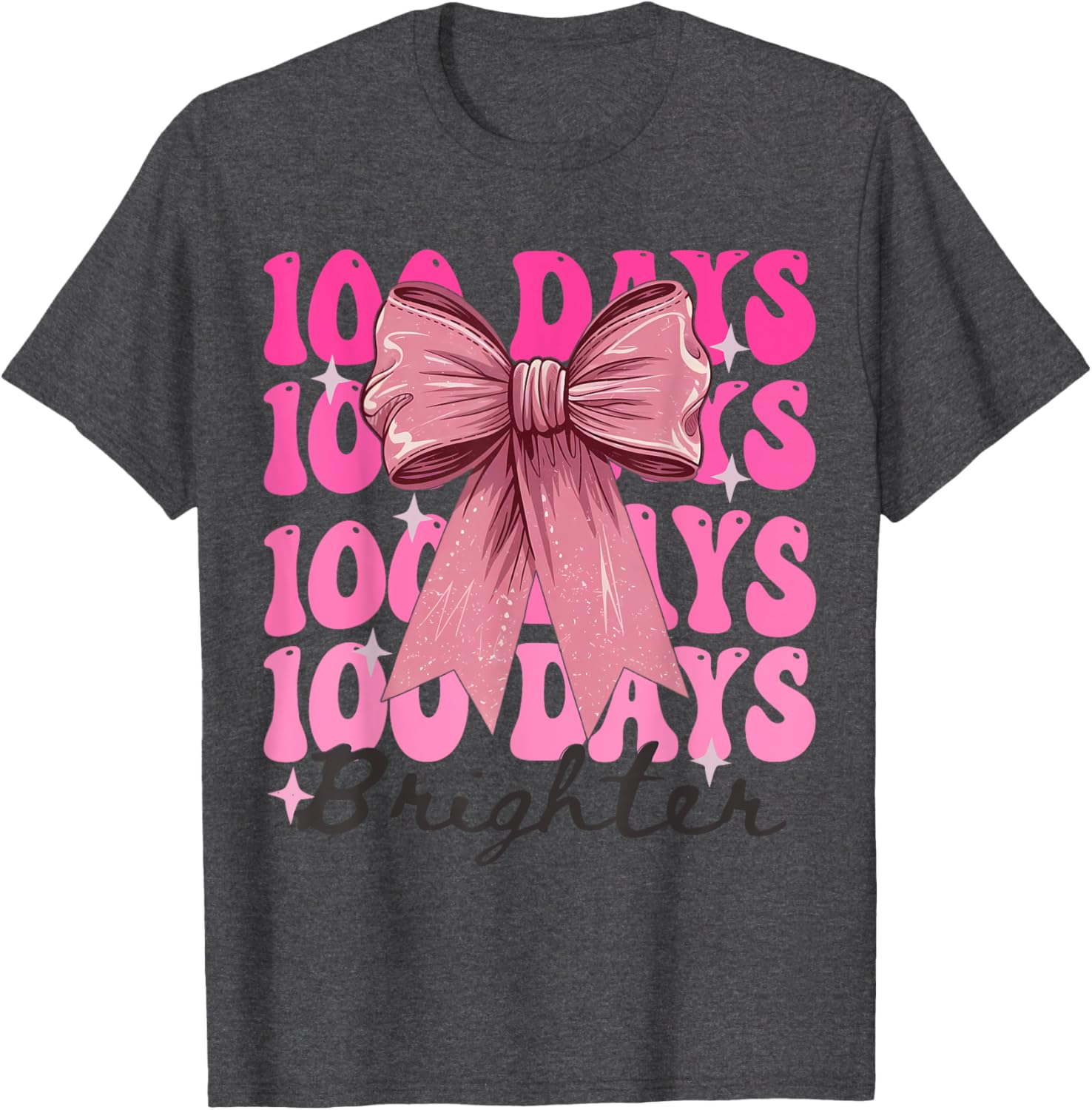 Cute 100 Days of School Girls Coquette Bow T-Shirt for Celebrations - 14