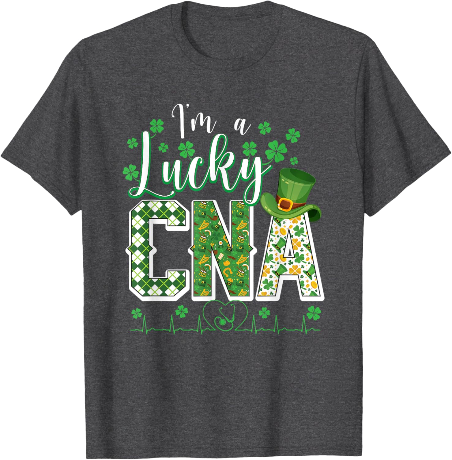 Funny Lucky CNA Nurse Shamrock St Patrick's Day T-Shirt for Scrubs - 8
