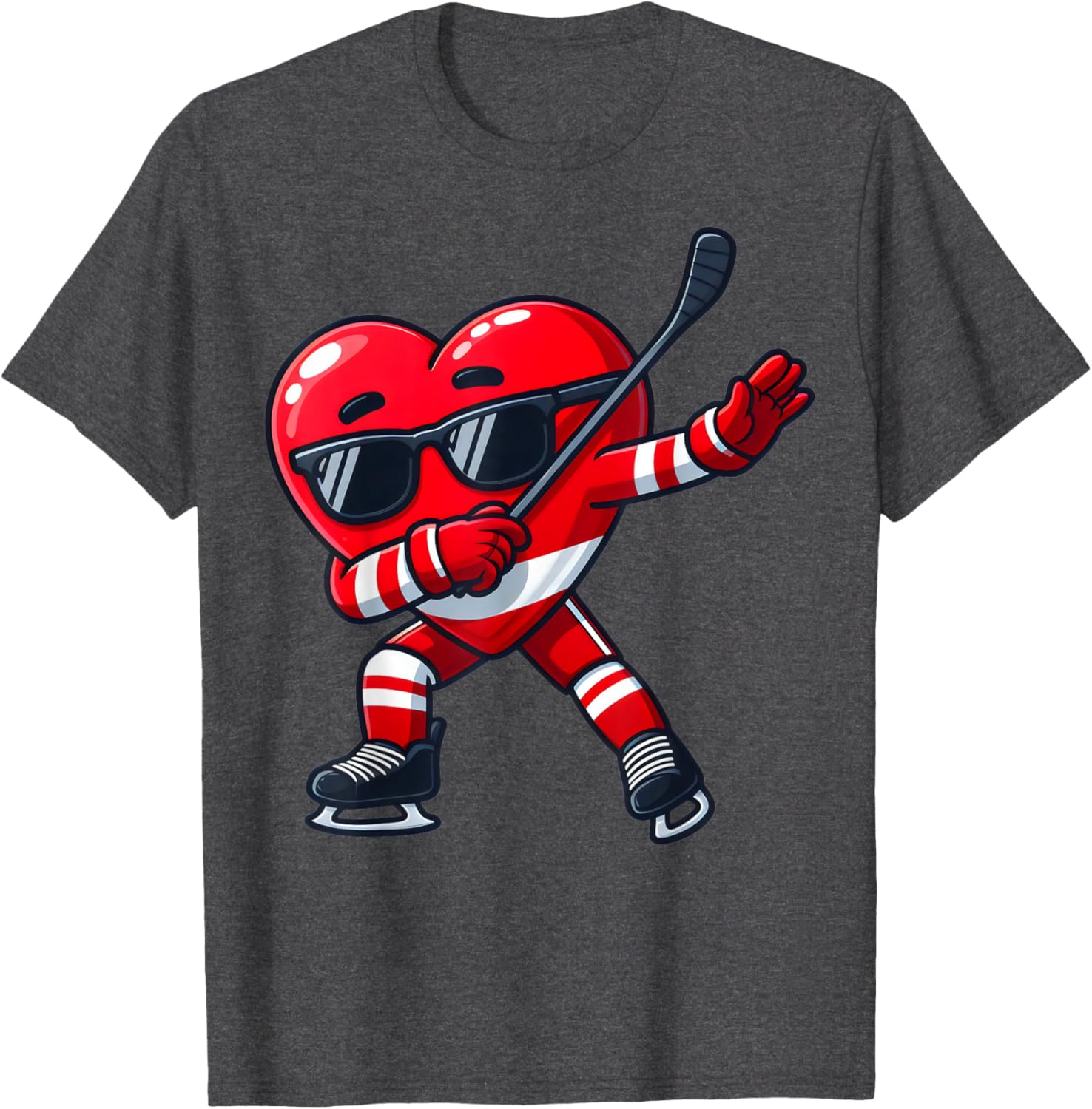 Cute Dabbing Heart Ice Hockey T-Shirt for Funny Valentine's Day Fun - 23