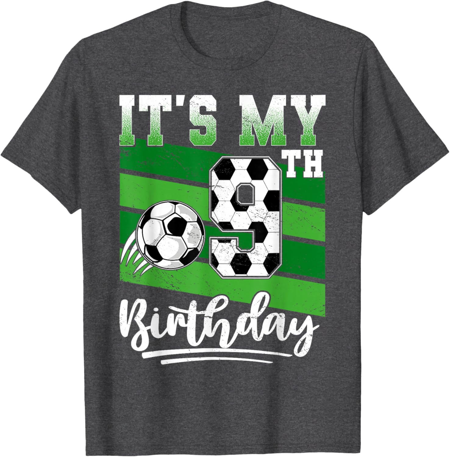 Cool 9th Birthday Soccer Ball T-Shirt for Kids Birthday Celebrations - 6
