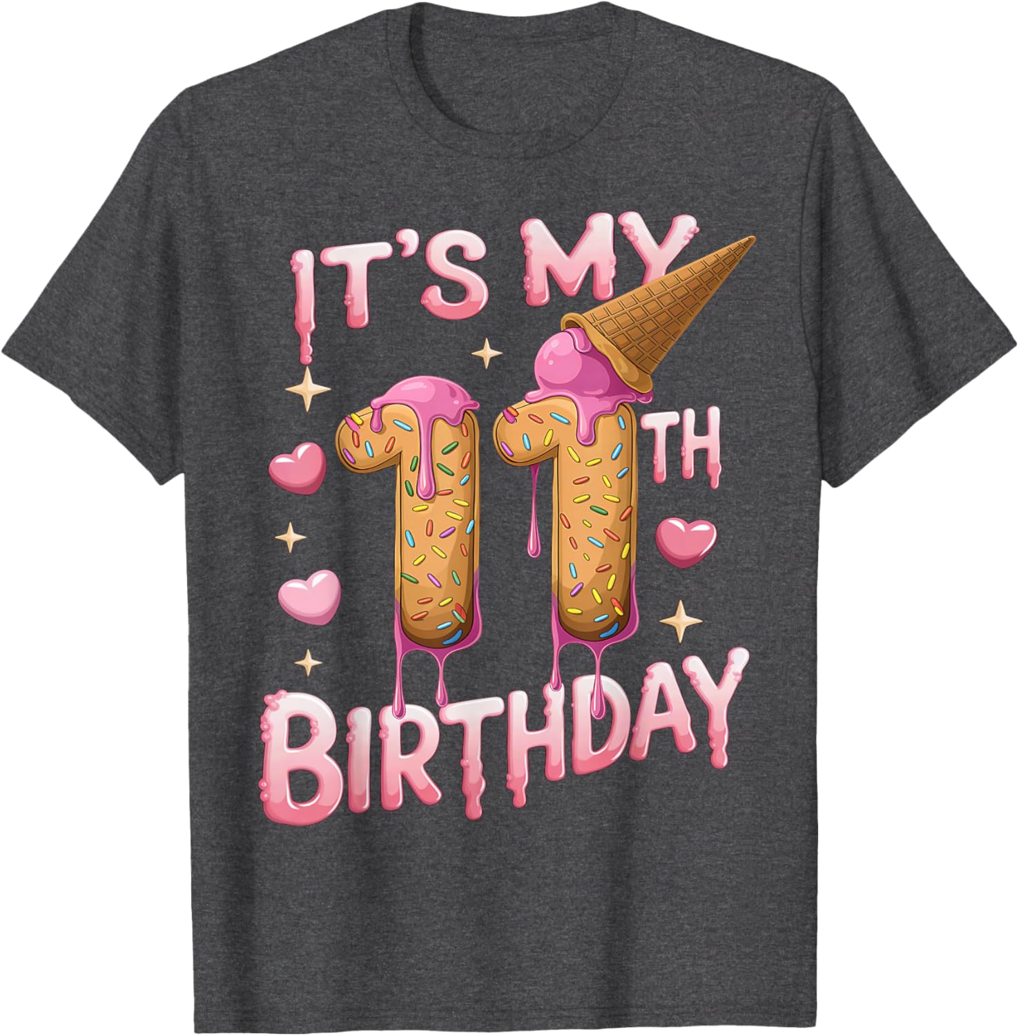 Cute Ice Cream 11th Birthday Shirt for Girls - Perfect Birthday Gift T-Shirt - 2