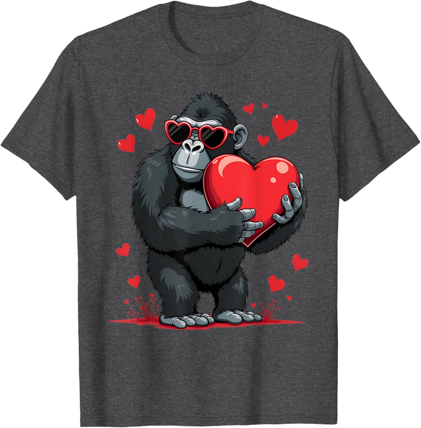 Funny Gorilla Heart Sunglasses T-Shirt for Boys Perfect for Valentine's Day - 6