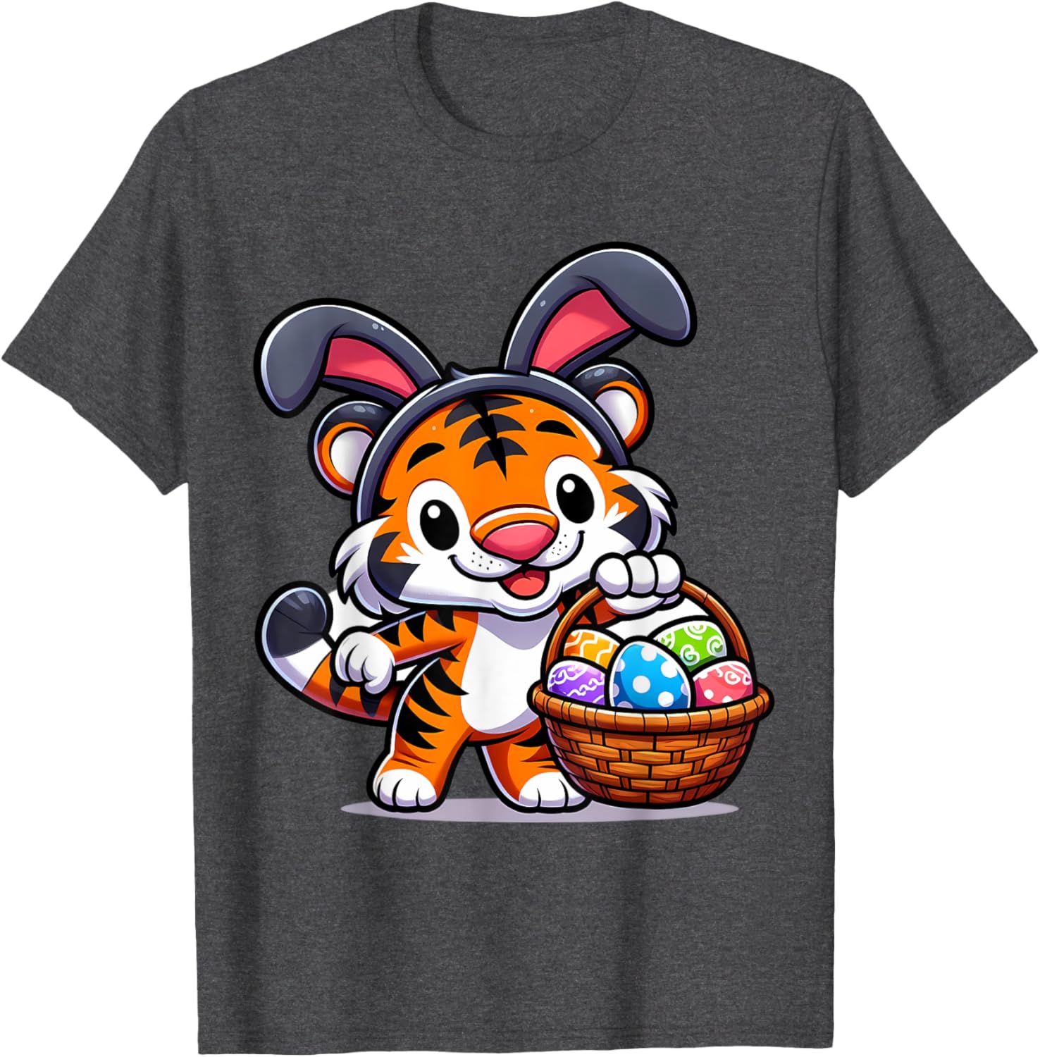 Cute Bunny Ear Tiger Easter Eggs T-Shirt for Kids and Babies - 19