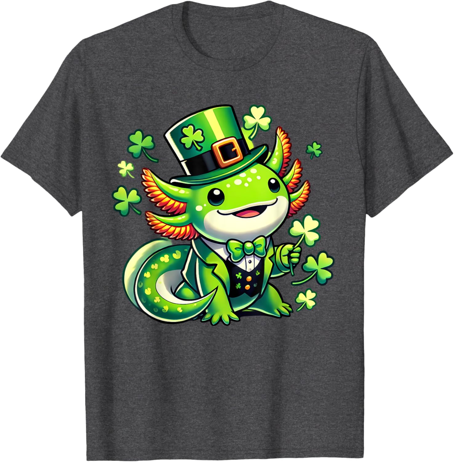 Cute St. Patrick's Day Axolotl Leprechaun T-Shirt for All Ages - 5
