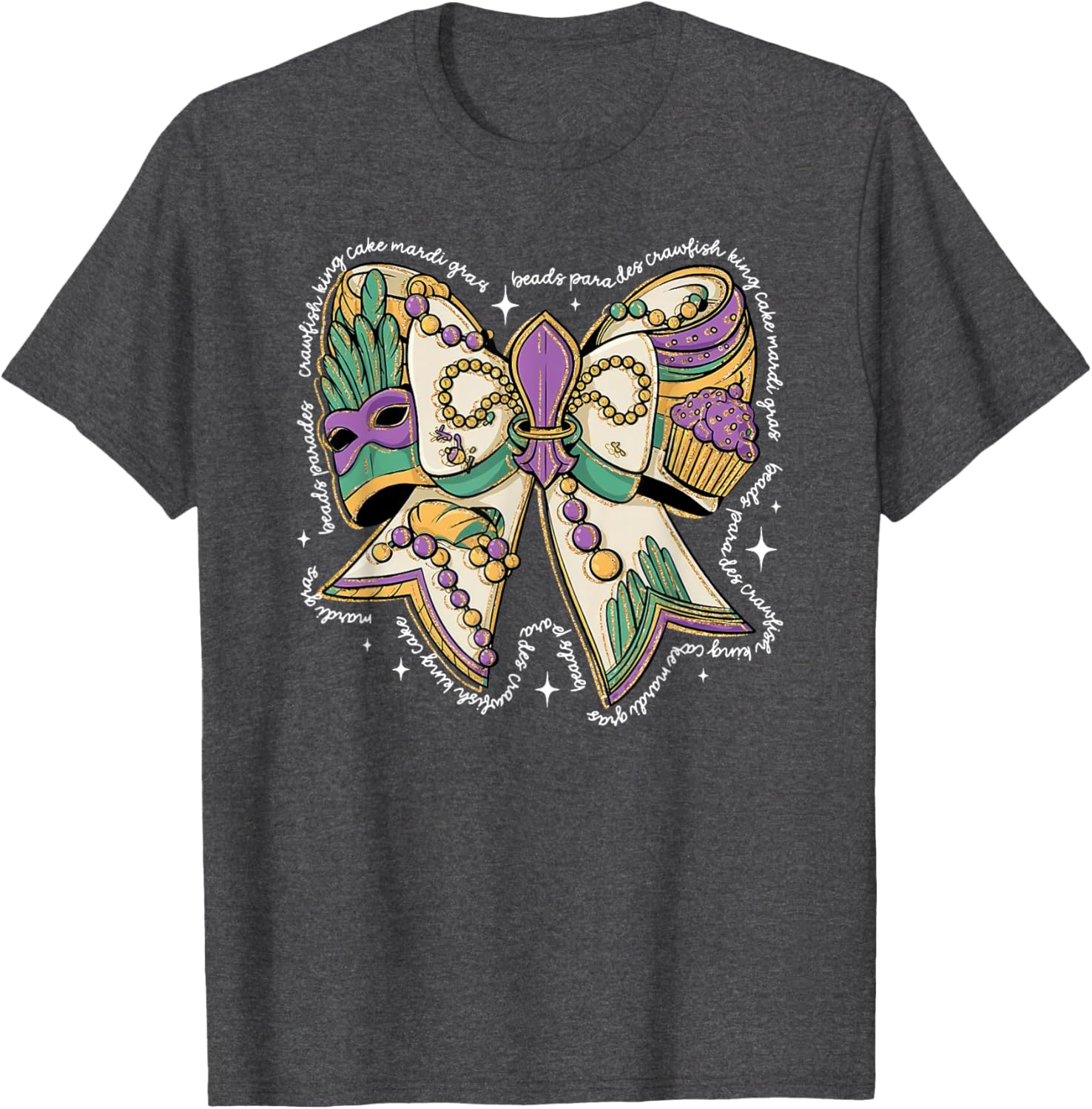 Coquette Bow Mardi Gras T-Shirt for Men and Women - Fun Festival Wear - 15