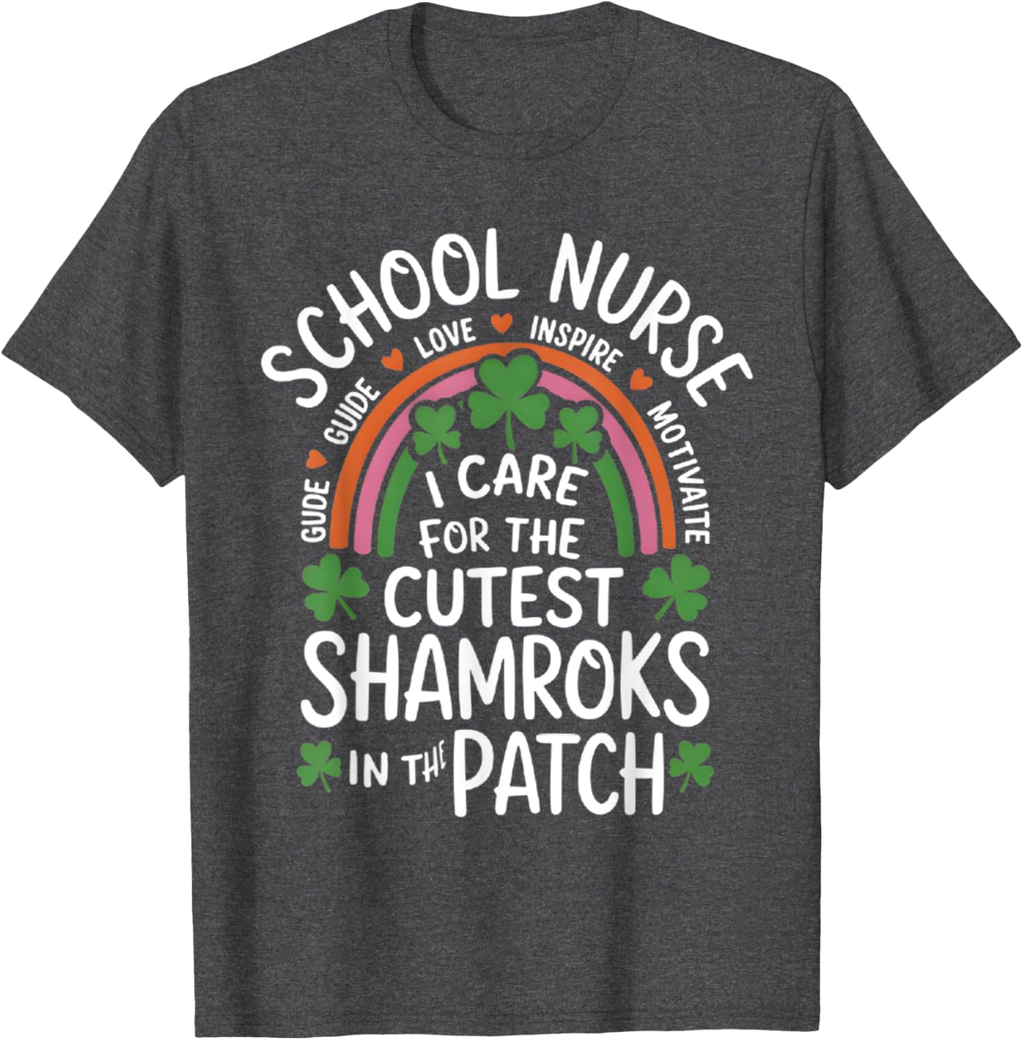 Cute St Patricks Day School Nurse T-Shirt I Care For Shamrocks - 15