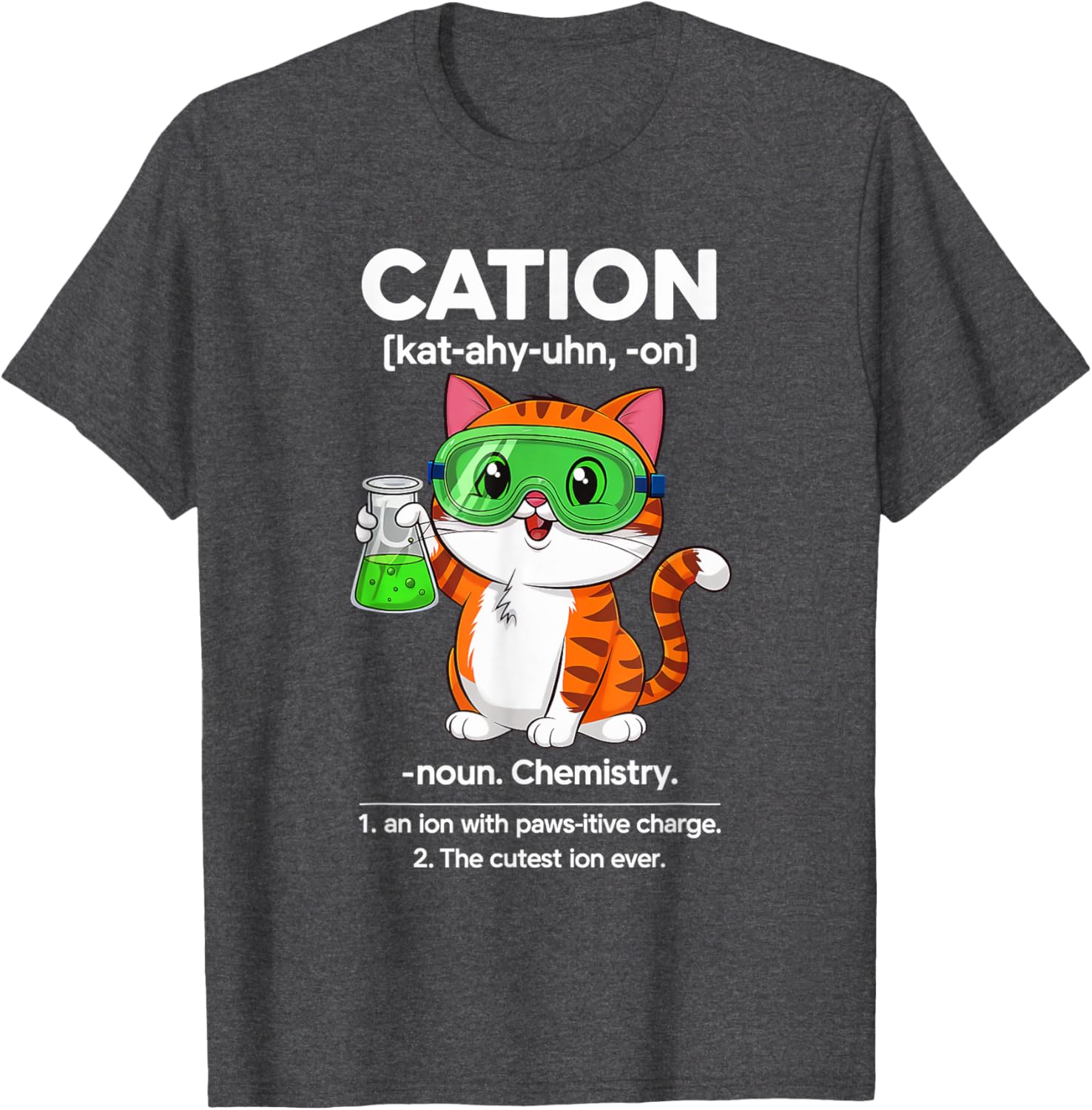 Cation Cat Chemistry T-Shirt for Cat Lovers - Fun Science for All Ages - 11