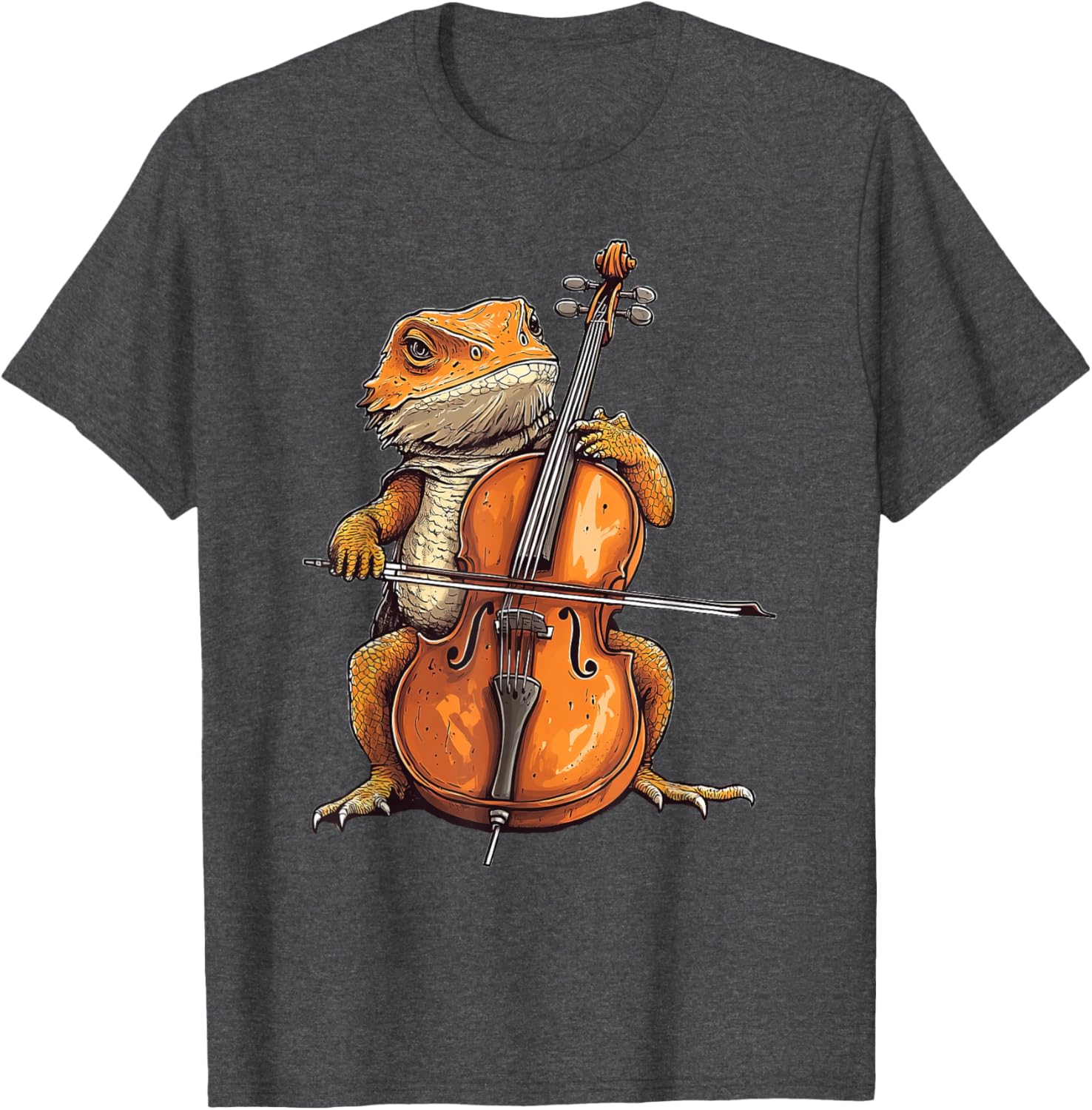 Cute Bearded Dragon Playing Cello Musician T-Shirt for Music Lovers - 15