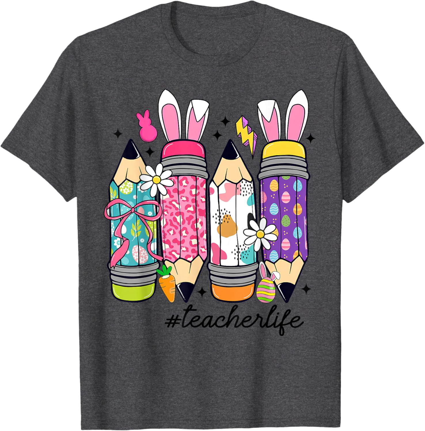 Coquette Bow Easter Bunny Teacher Life T-Shirt for Fun Classroom Style - 2