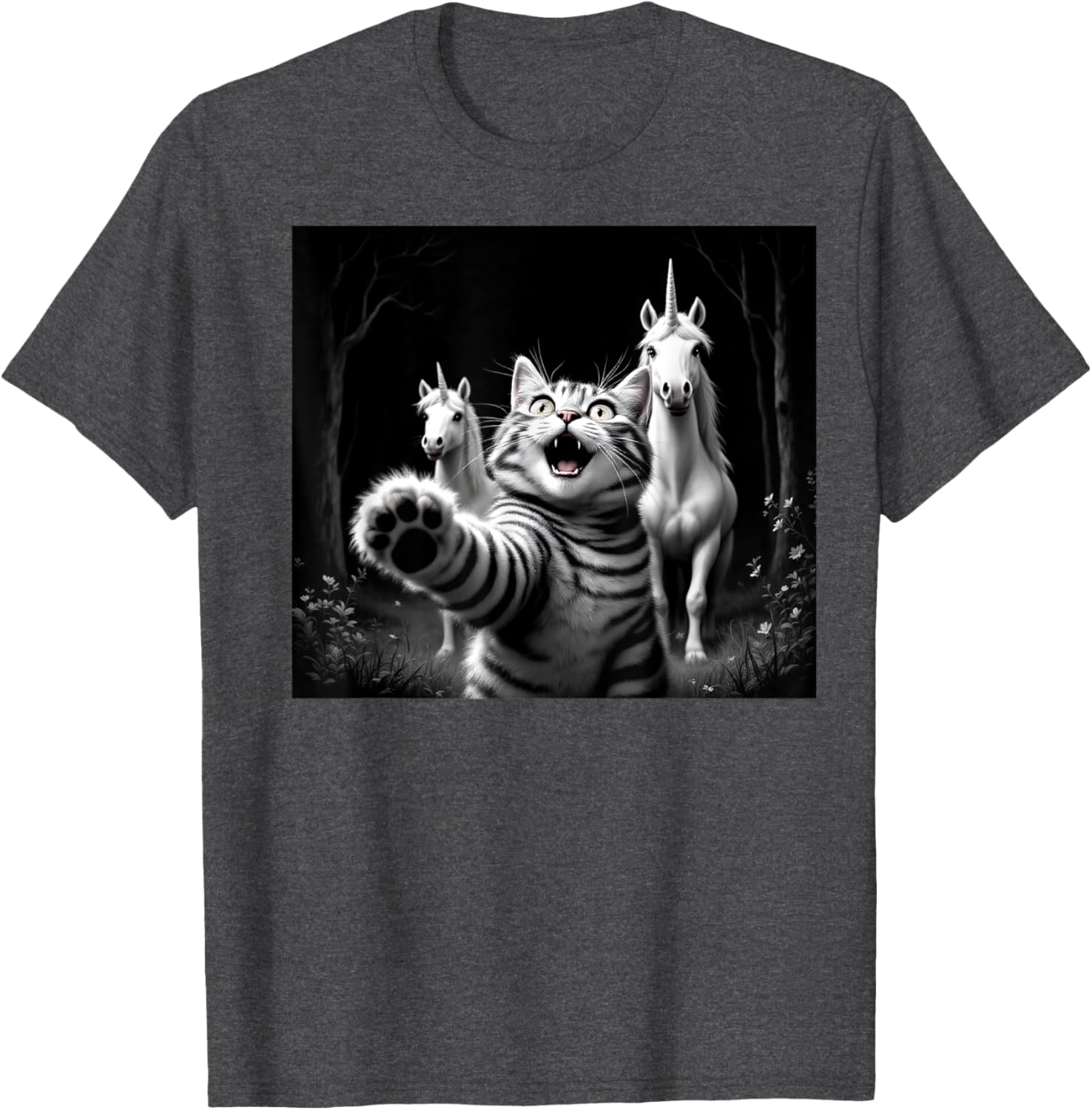 Funny Cat and Unicorn Selfie T-Shirt for Cat Lovers and Kids - 27