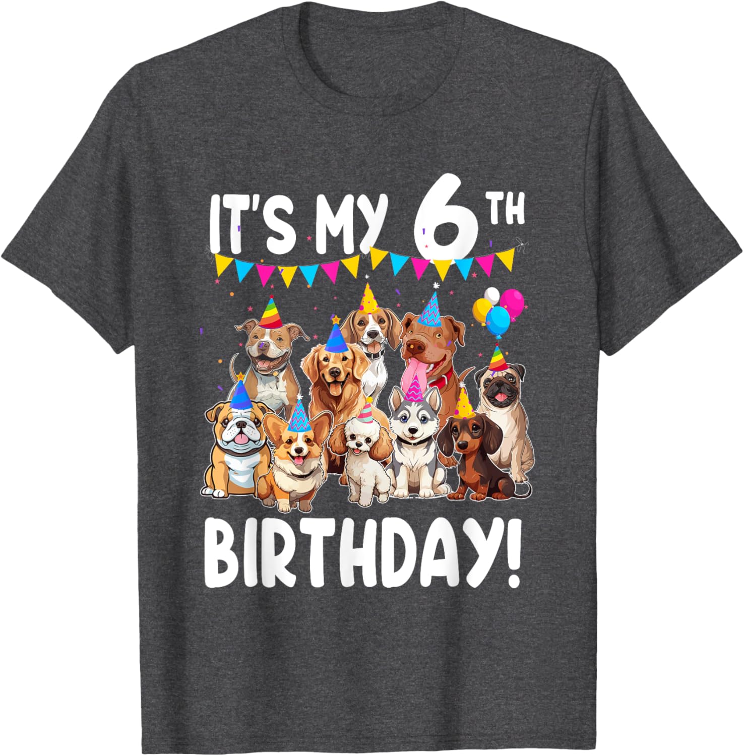 Cute Dogs Lover 6th Birthday T-Shirt for Kids - Fun Birthday Gift! - 14