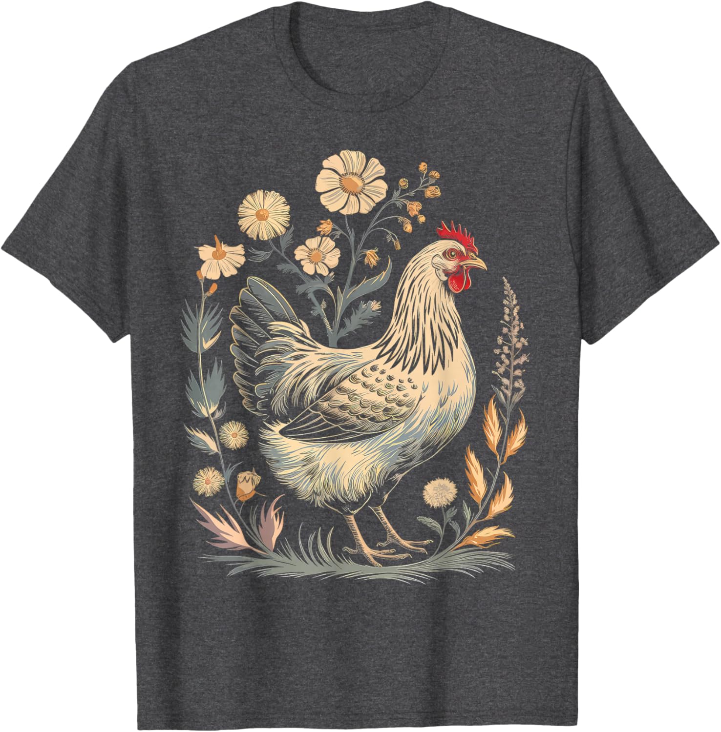Colorful Chicken Floral Art T-Shirt for Women - Perfect for Farm Lovers - 3