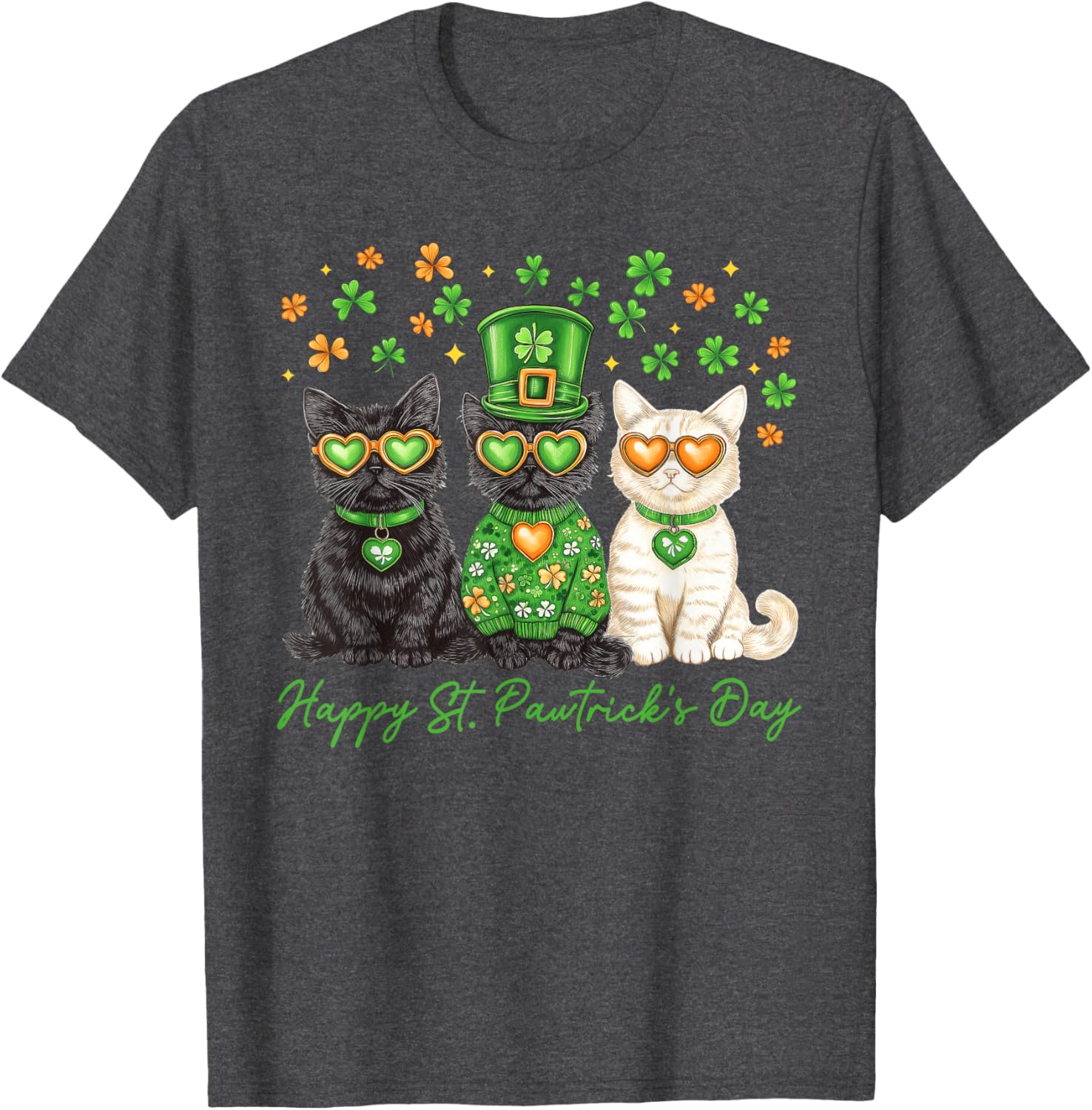 Cute Cat St Pawtrick's Day Shamrock T-Shirt for Cat Lovers - 9