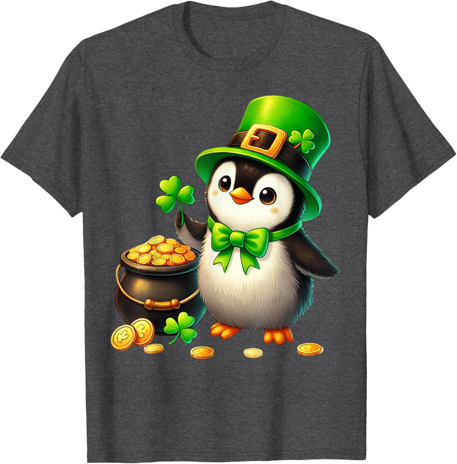 Cute Penguin Leprechaun St Patricks Day T-Shirt for Kids and Teens - 17