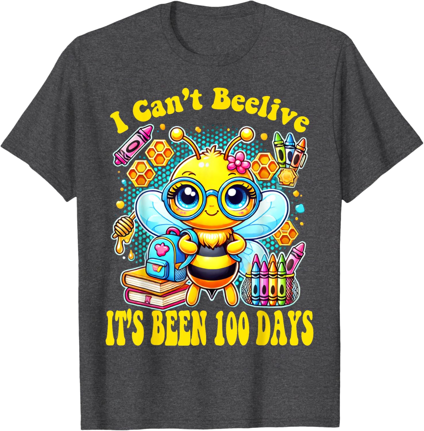 Funny Bee 100 Days of School T-Shirt for Kids - Perfect Milestone Outfit - 10