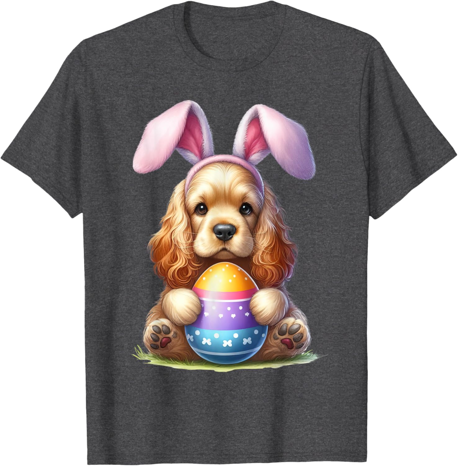 Cute Bunny Cocker Spaniel Easter T-Shirt for Men and Women Celebrating Spring - 16