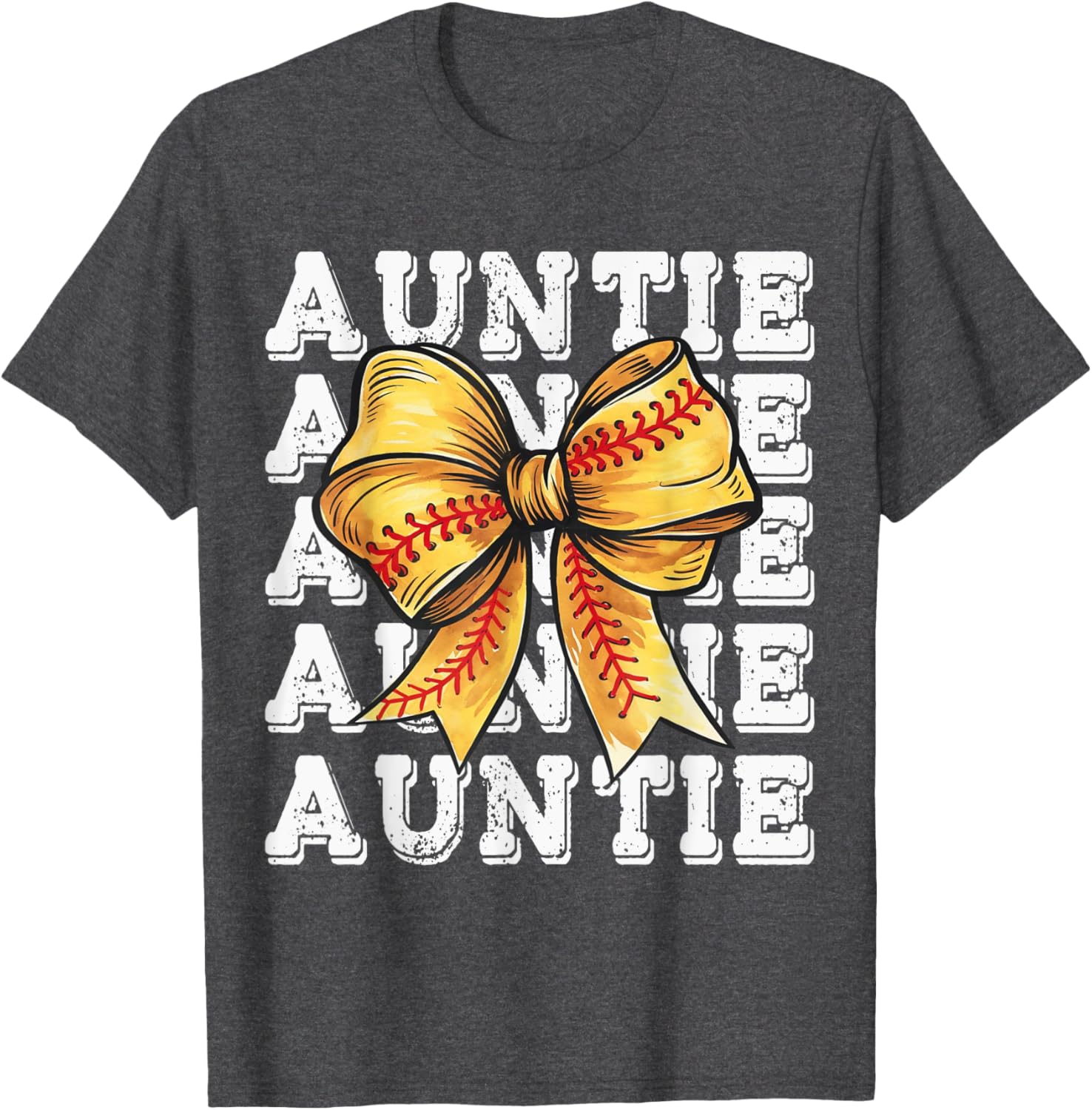 Coquette Softball Auntie Matching Family Bow T-Shirt for Fun Moments - 18