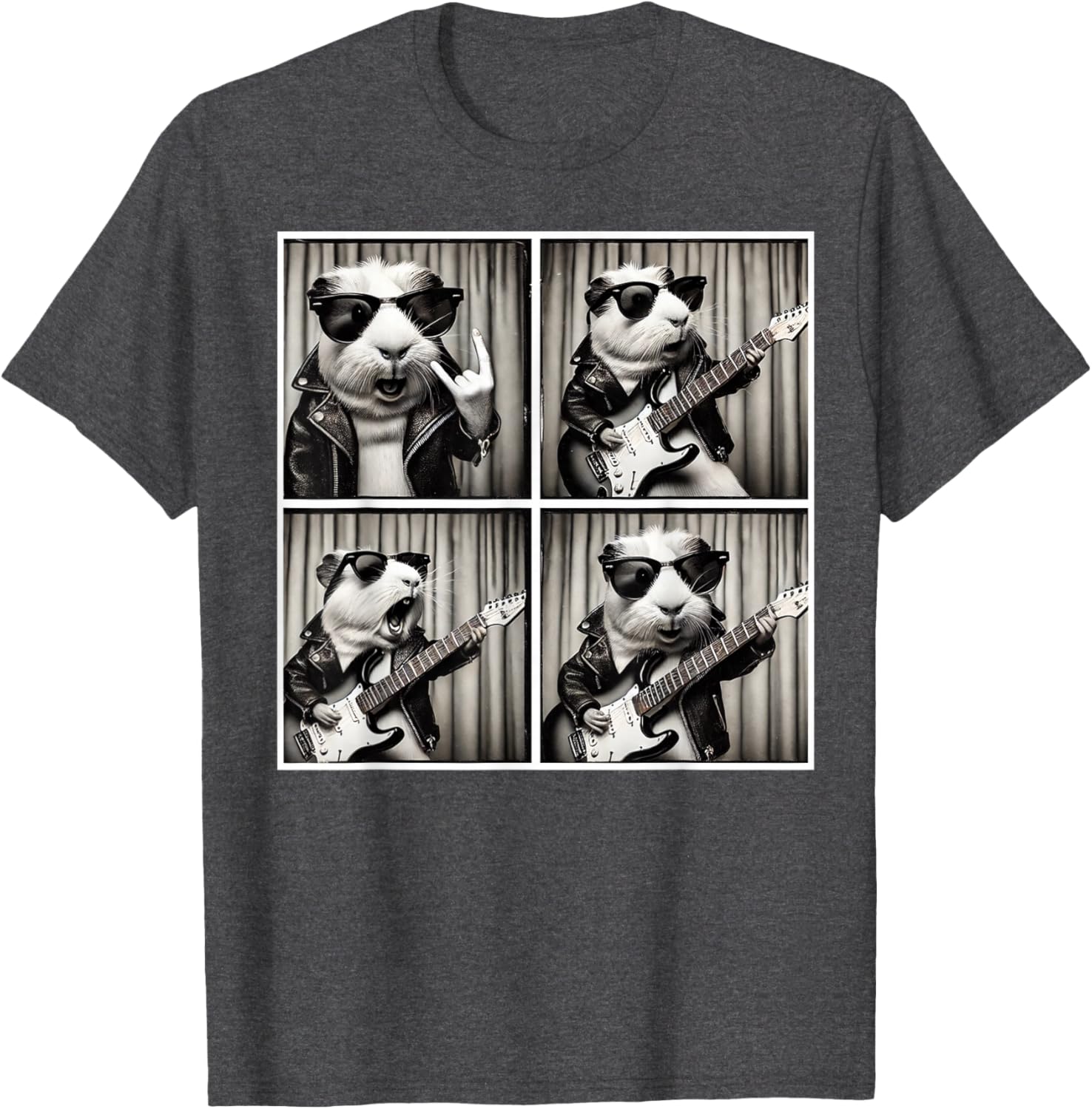 Cute Guinea Pig Electric Guitar T-Shirt for Music Lovers and Pet Fans - 17