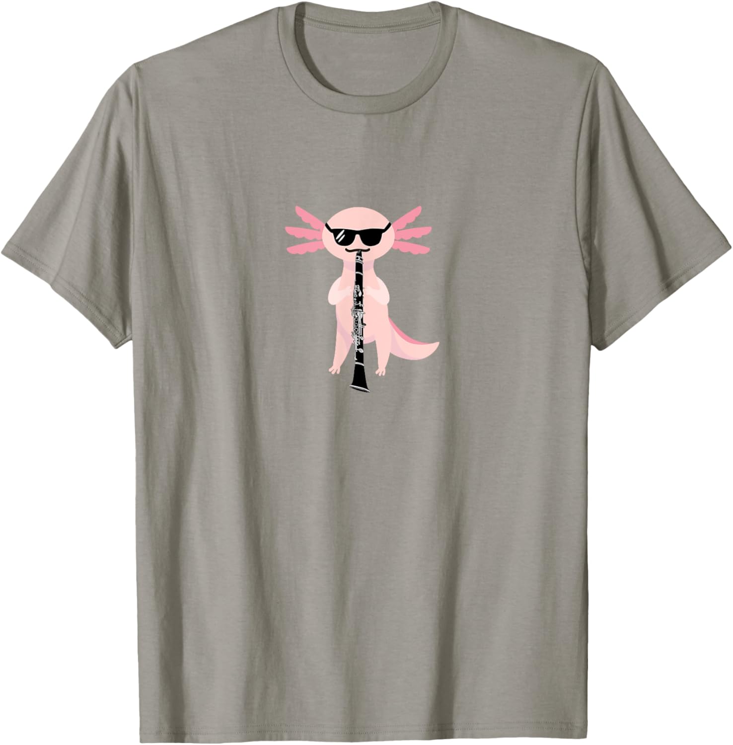 Funny Cute Axolotl T-Shirt with Sunglasses Playing Clarinet for Music Lovers - 7