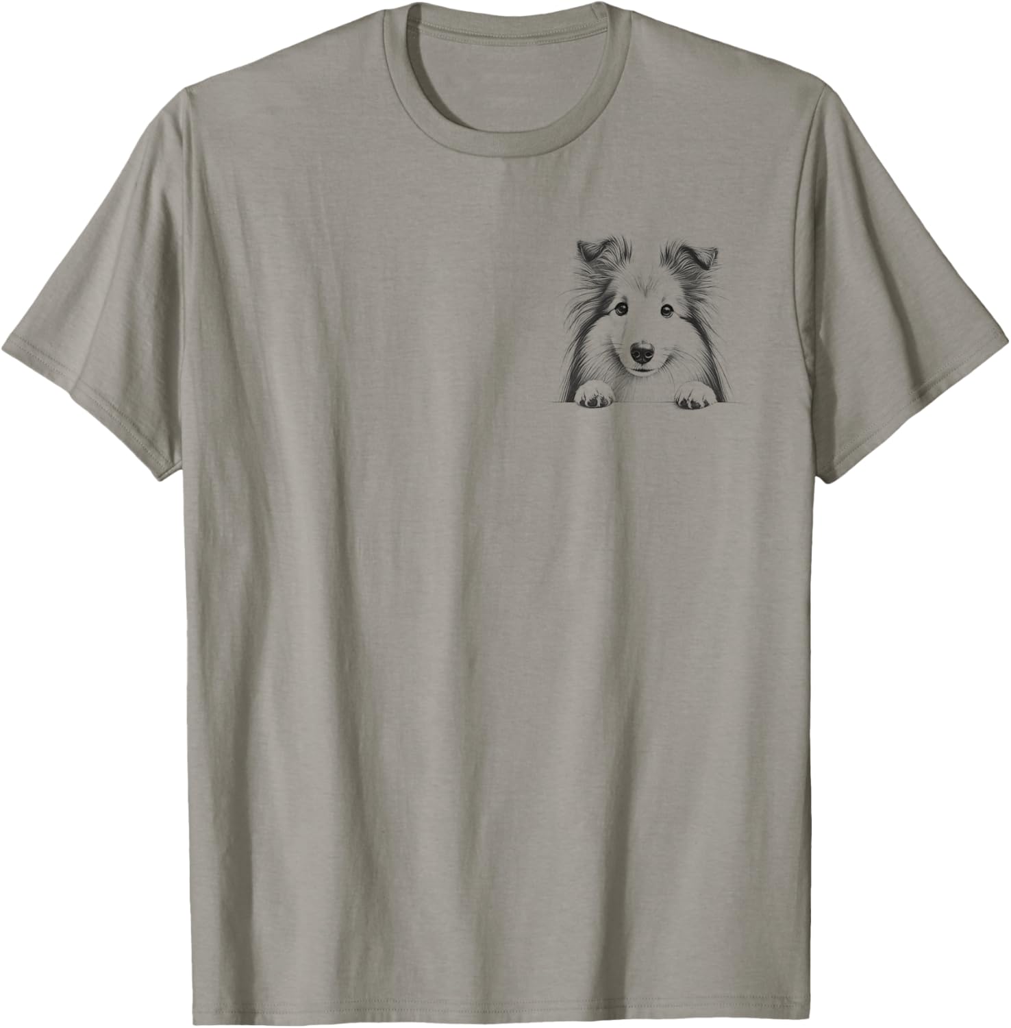 Cute Shetland Sheepdog Peeking Design T-Shirt for Dog Lovers - 9
