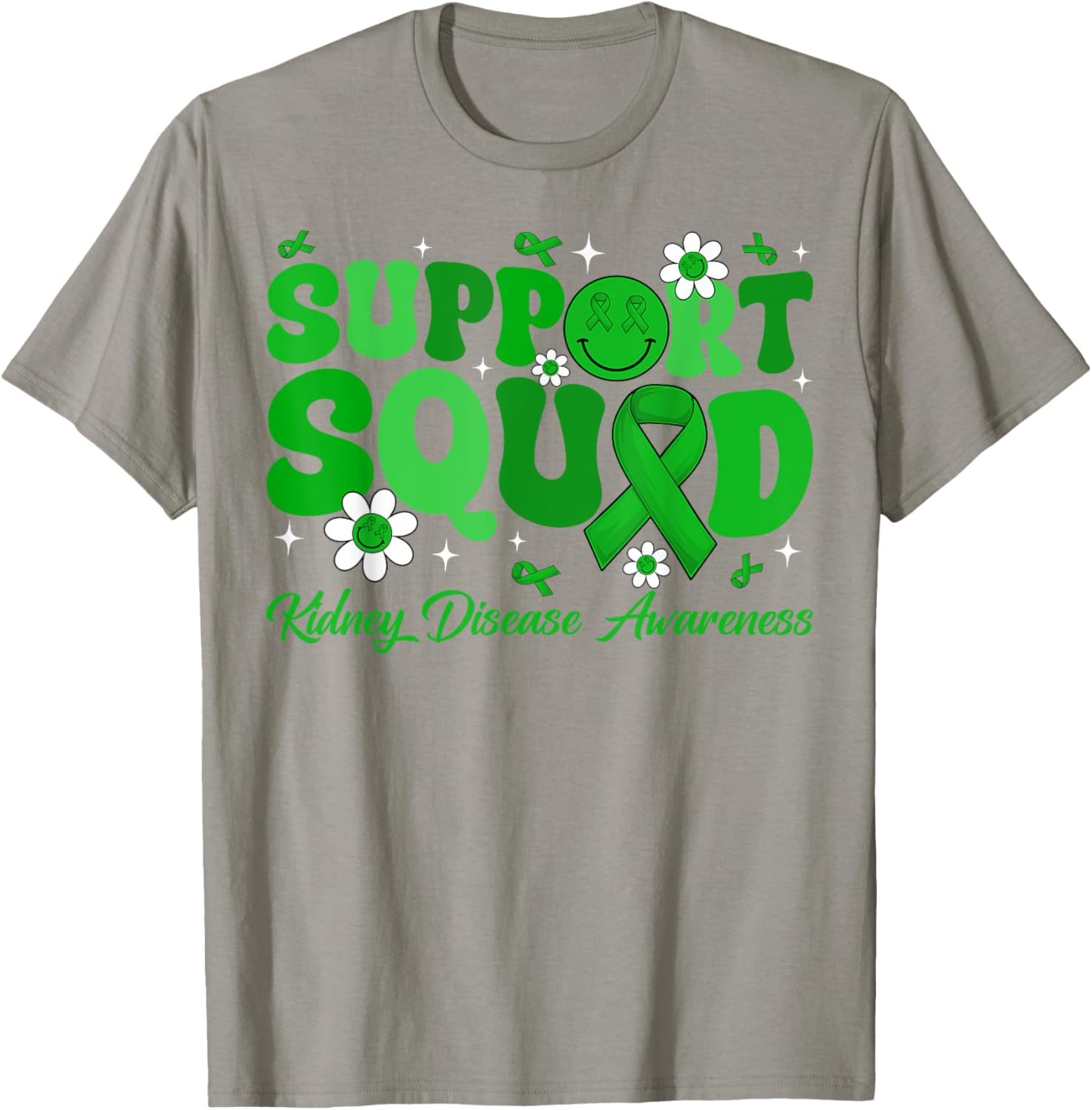 Groovy Support Squad Kidney Disease Awareness Green Ribbon T-Shirt - 25