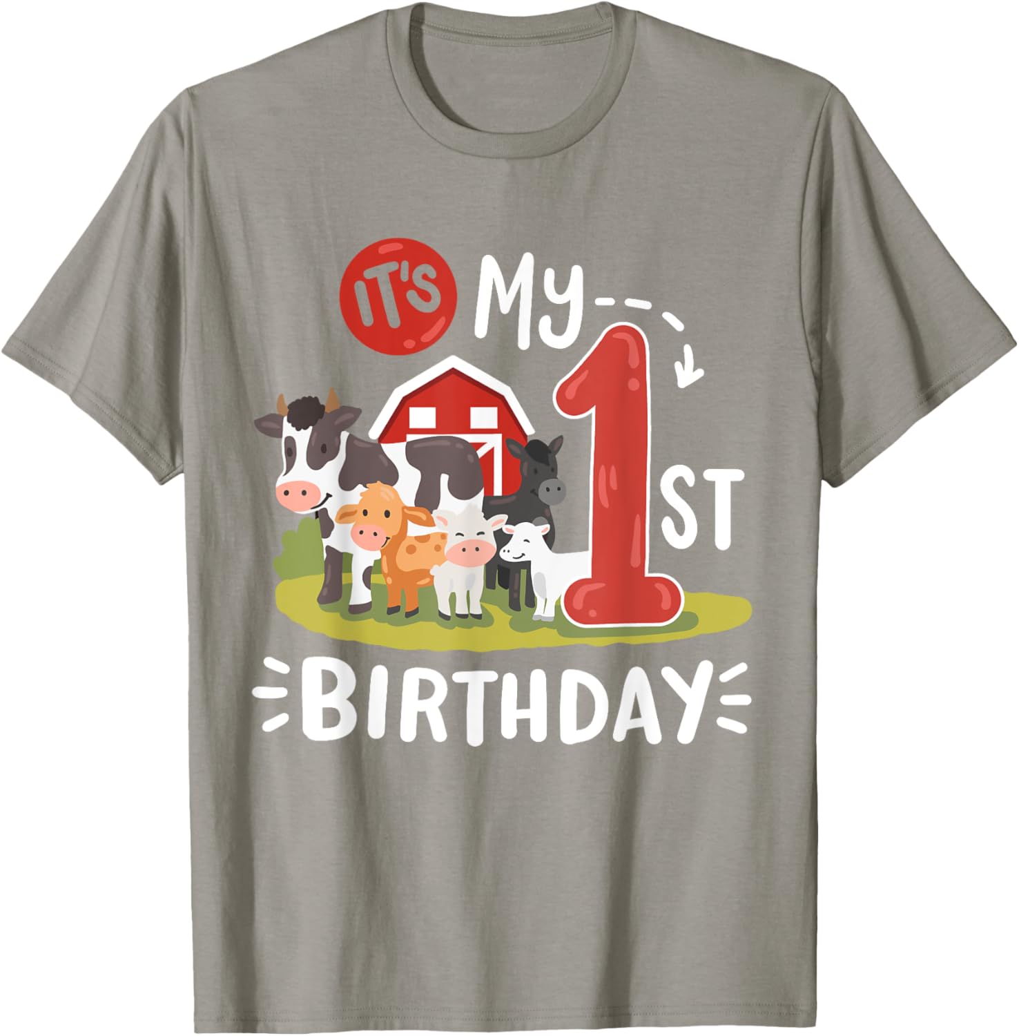 Farm Animals 1st Birthday Party T-Shirt for Kids Fun and Cute Design - 4