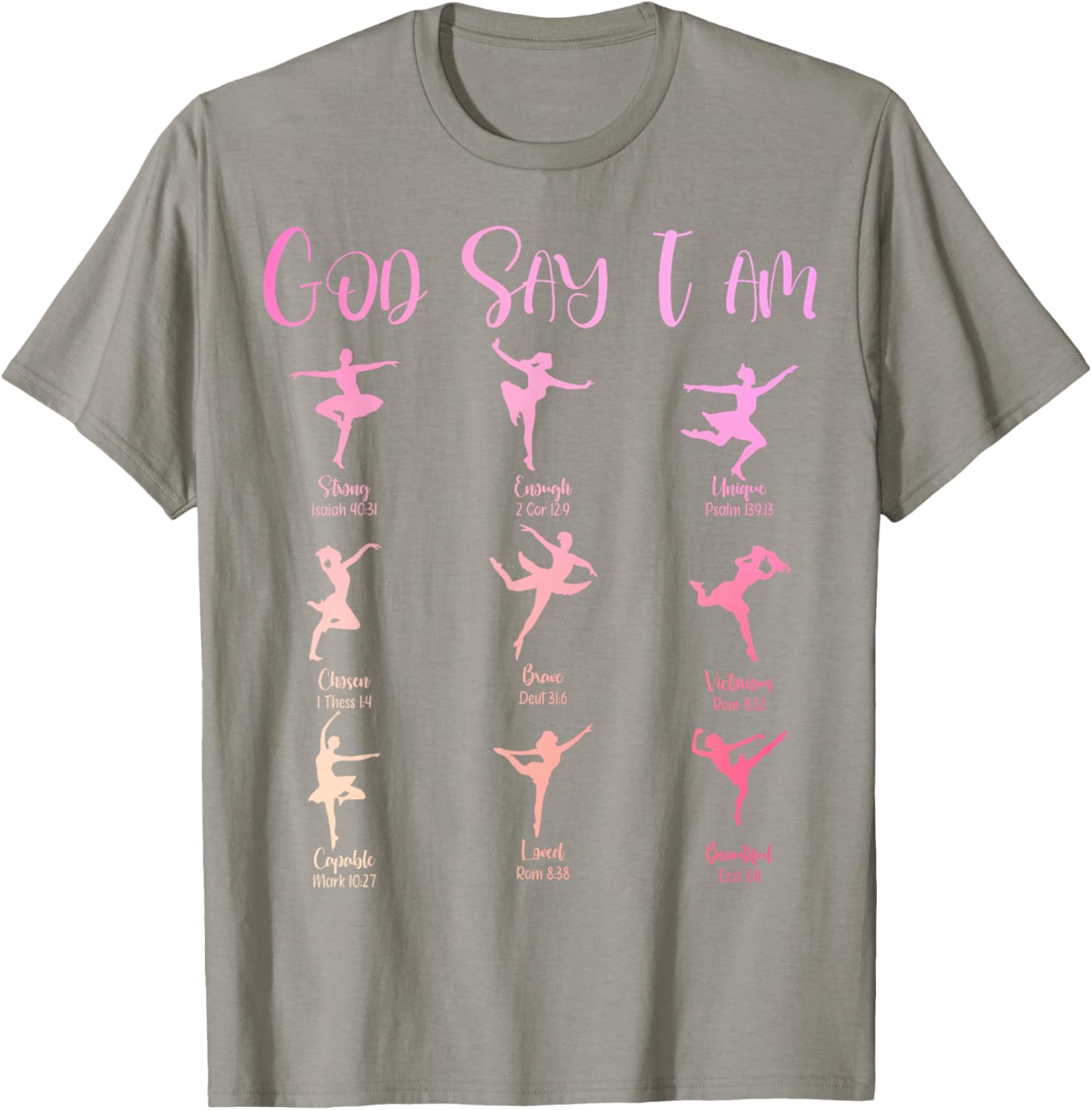 Christian God Says I Am Cute Pink Ballet Dancer T-Shirt for Girls - 12