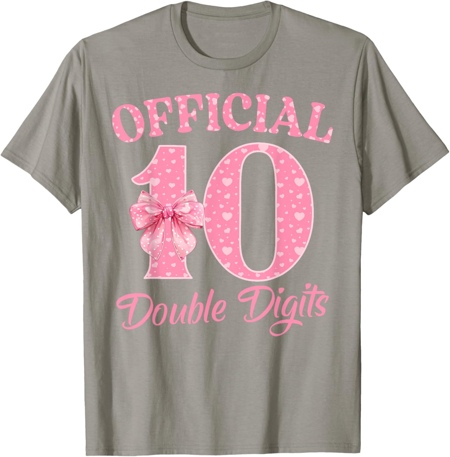 Cute Pink 10th Birthday Coquette Bow T-Shirt for Girls 10 Years Old - 7