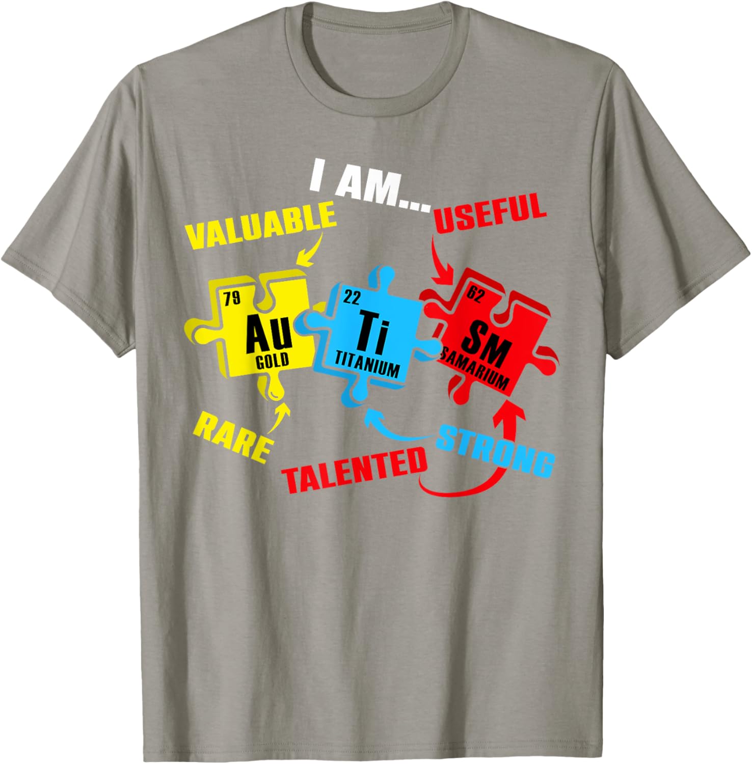 Chemistry Elements Periodic Table Puzzle T-Shirt for Autism Awareness - 18