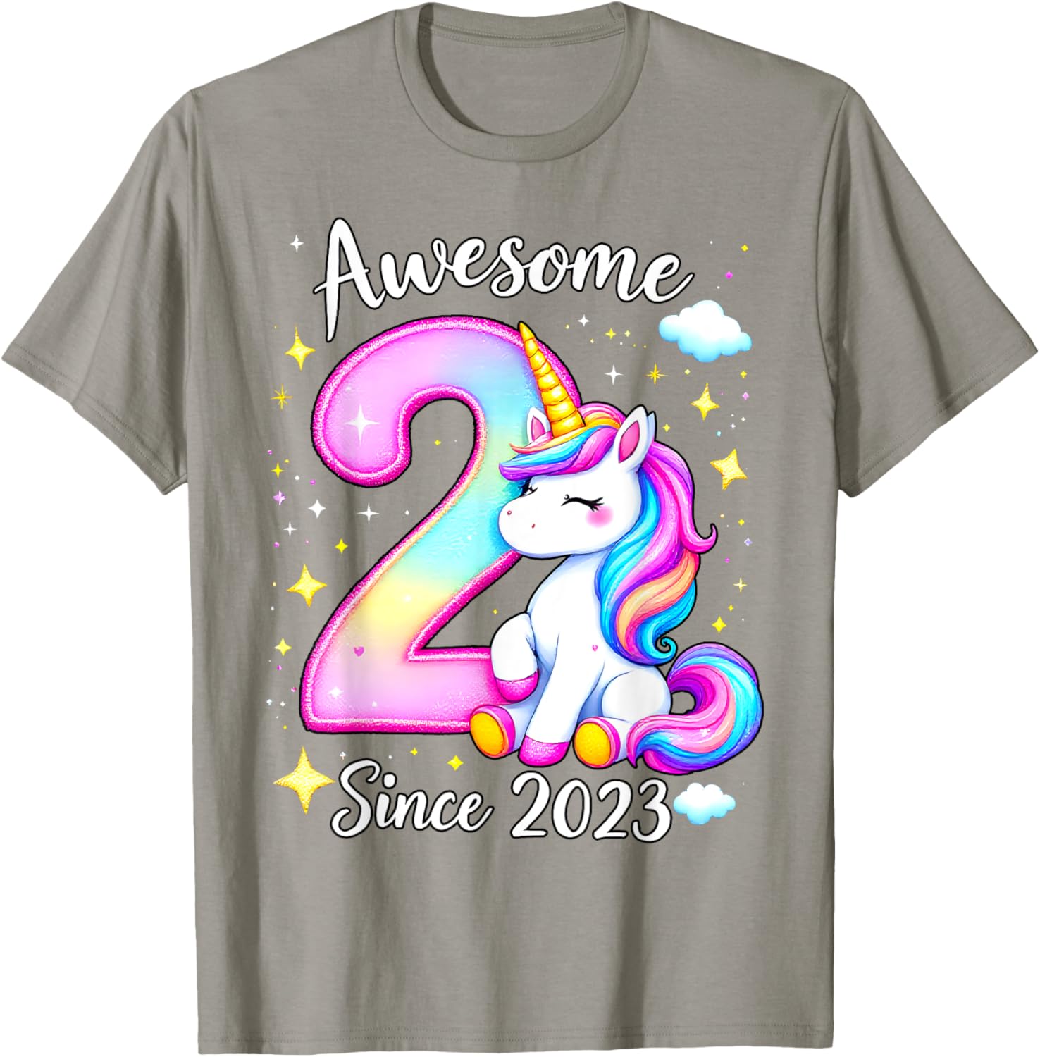 Cute Unicorn 2nd Birthday Girls T-Shirt for Awesome Celebrations - 1