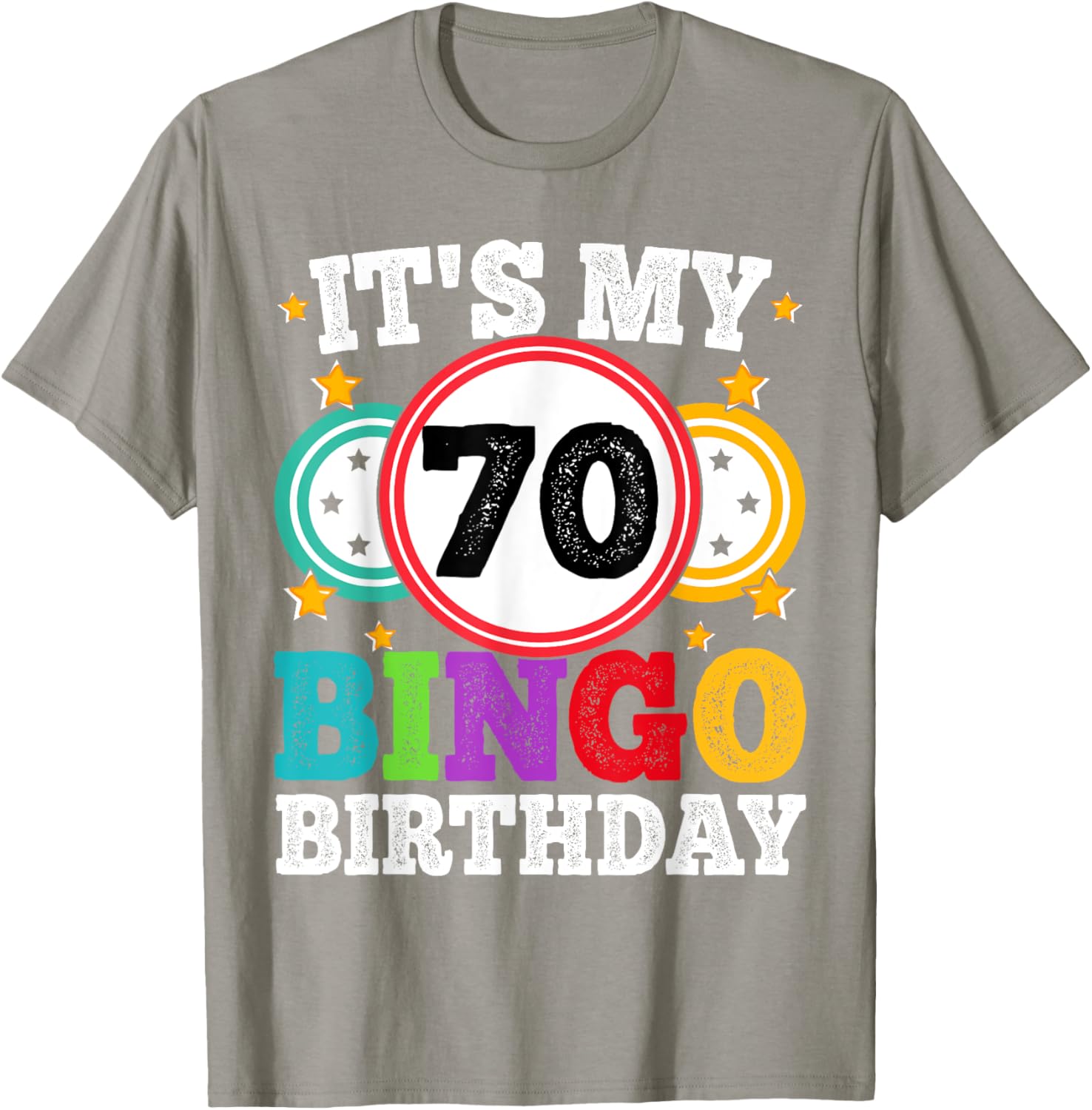 Funny 70th Birthday Bingo T-Shirt for Men and Women Perfect Gift - 7
