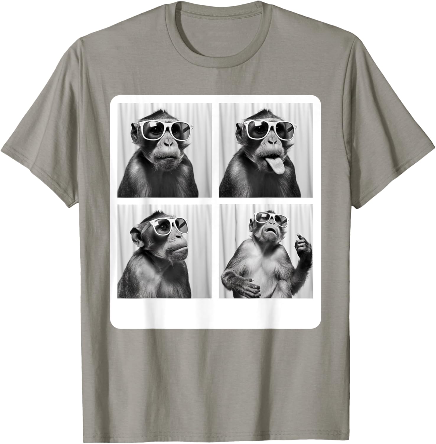 Funny Monkey Photo Booth T-Shirt with Sunglasses for Animal Lovers - 19