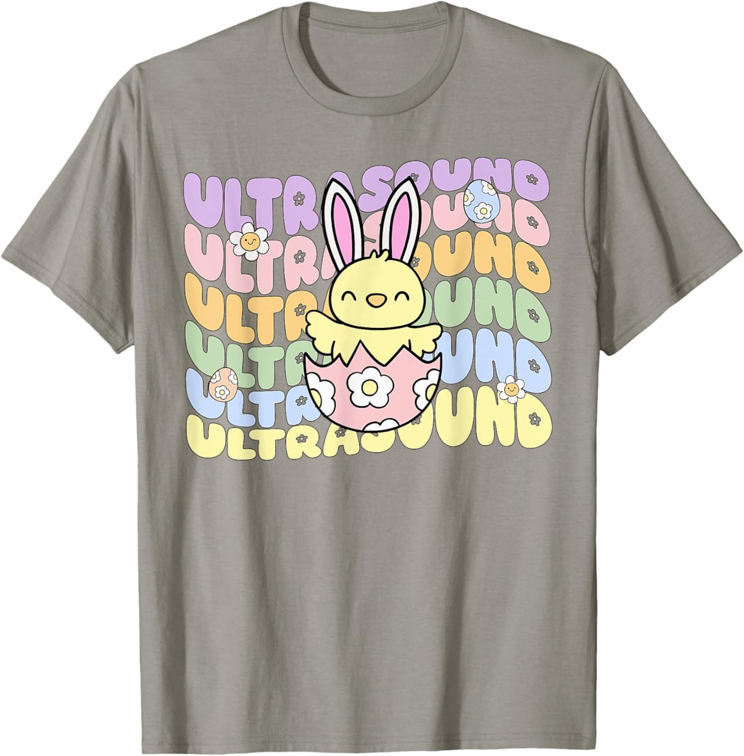 Groovy Easter Sonographer Bunny Chick Eggs T-Shirt for Ultrasound Lovers - 2