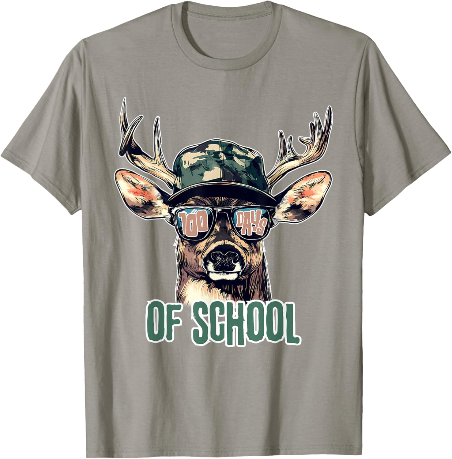 Bucked 100 Days of School Deer Hunting T-Shirt for Kids and Teens - 21