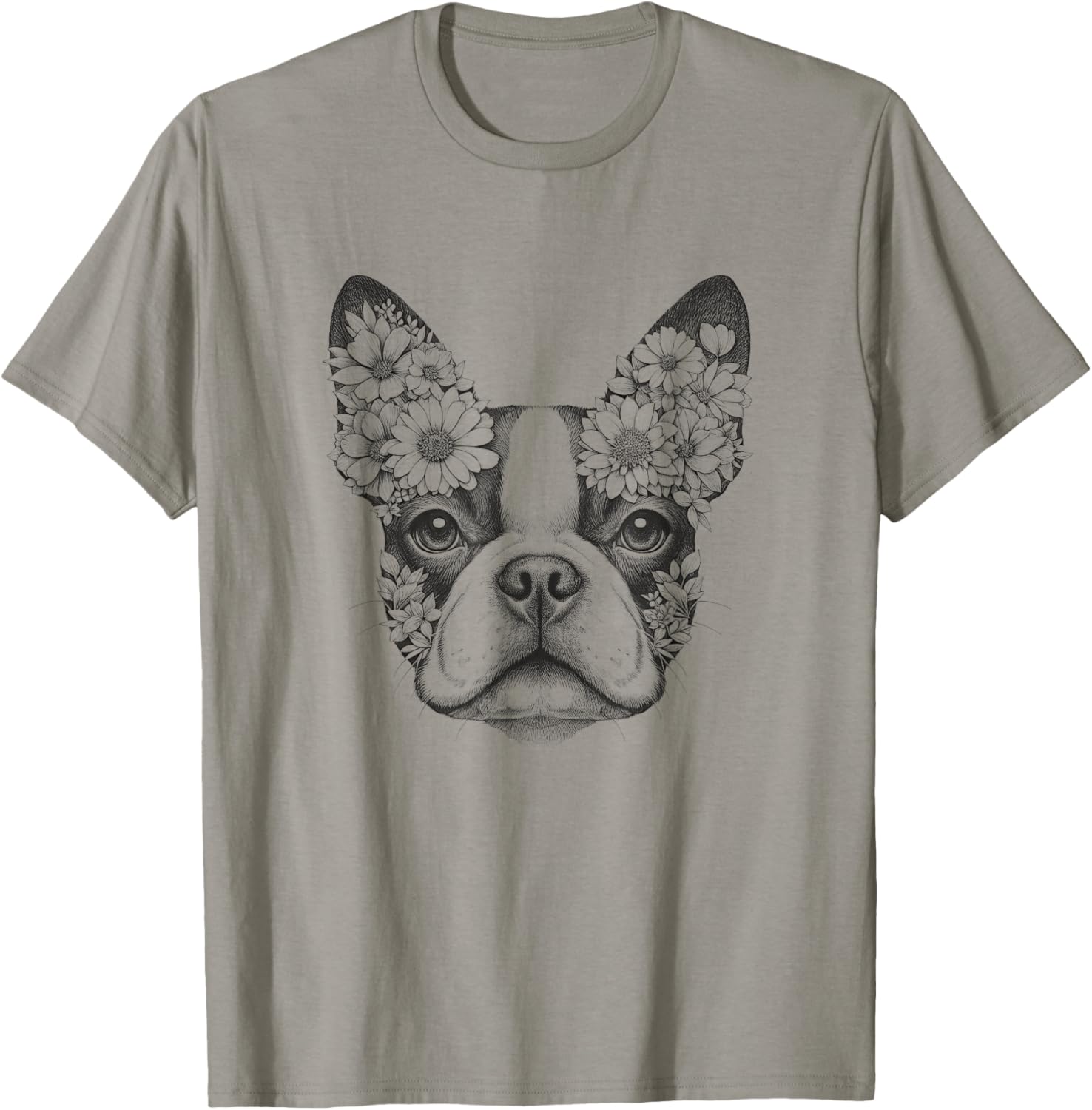 Floral Boston Terrier T-Shirt for Men and Women - Bostie Flower Design - 10