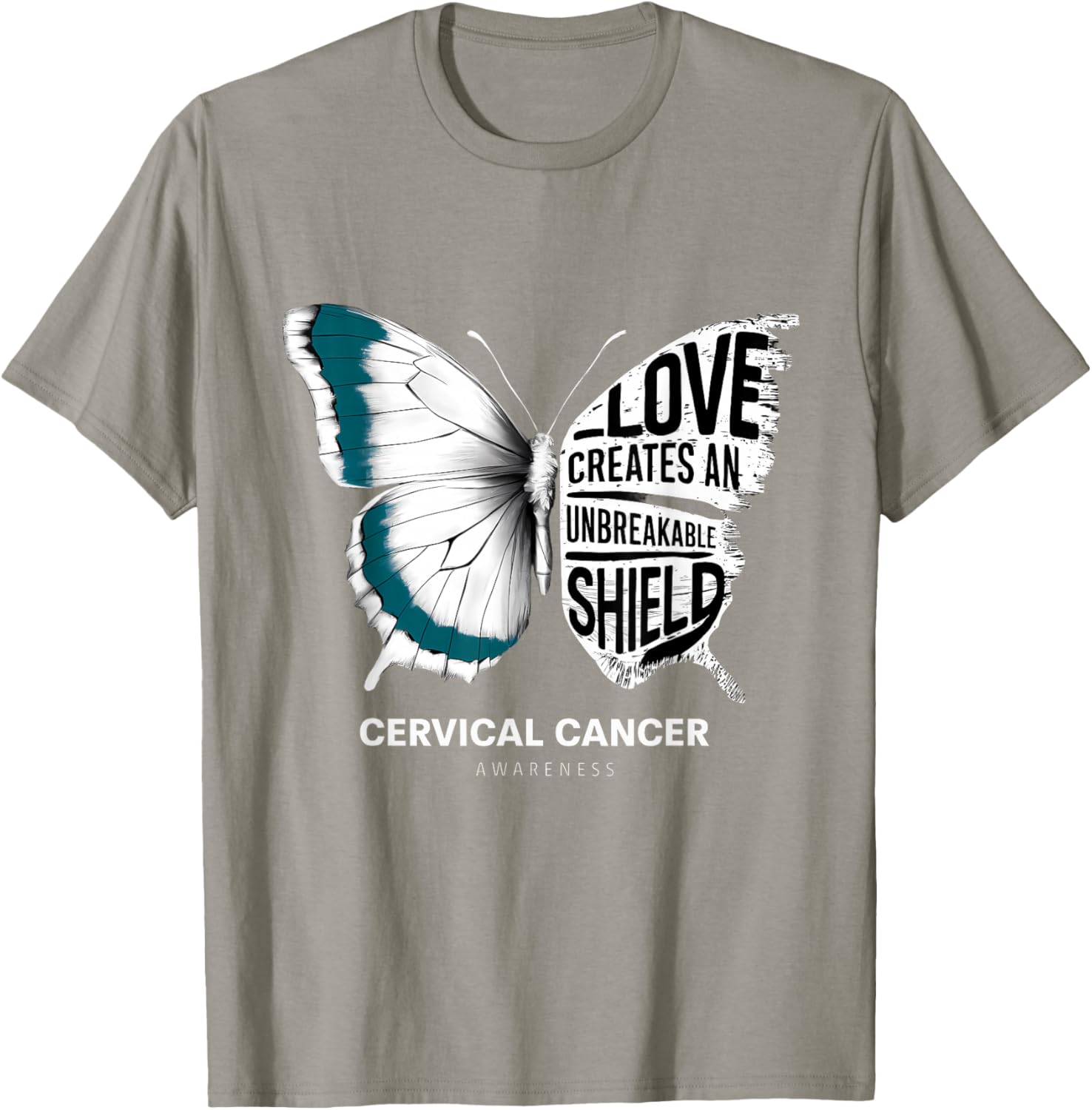 Cervical Cancer Awareness Teal Ribbon Unbreakable Shield T-Shirt - 11