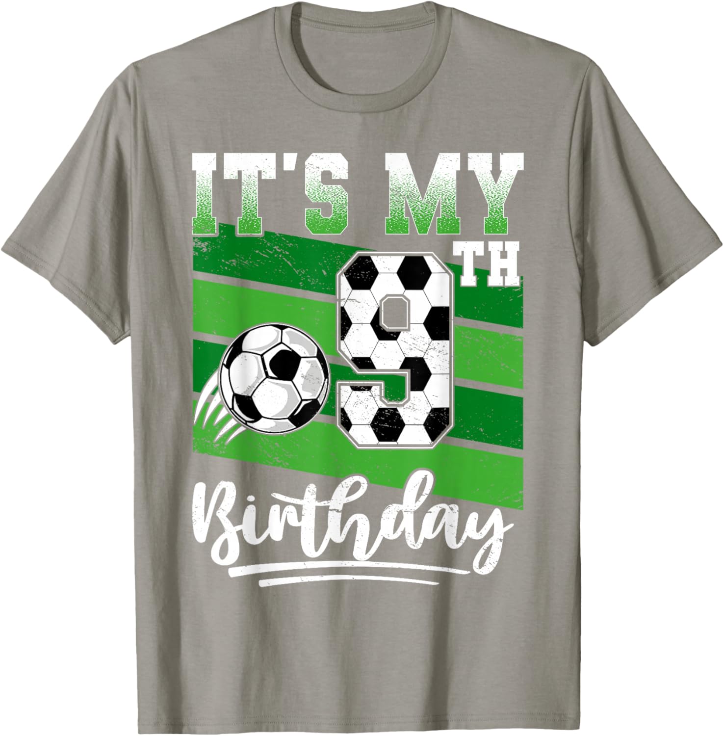 Cool 9th Birthday Soccer Ball T-Shirt for Kids Birthday Celebrations - 12