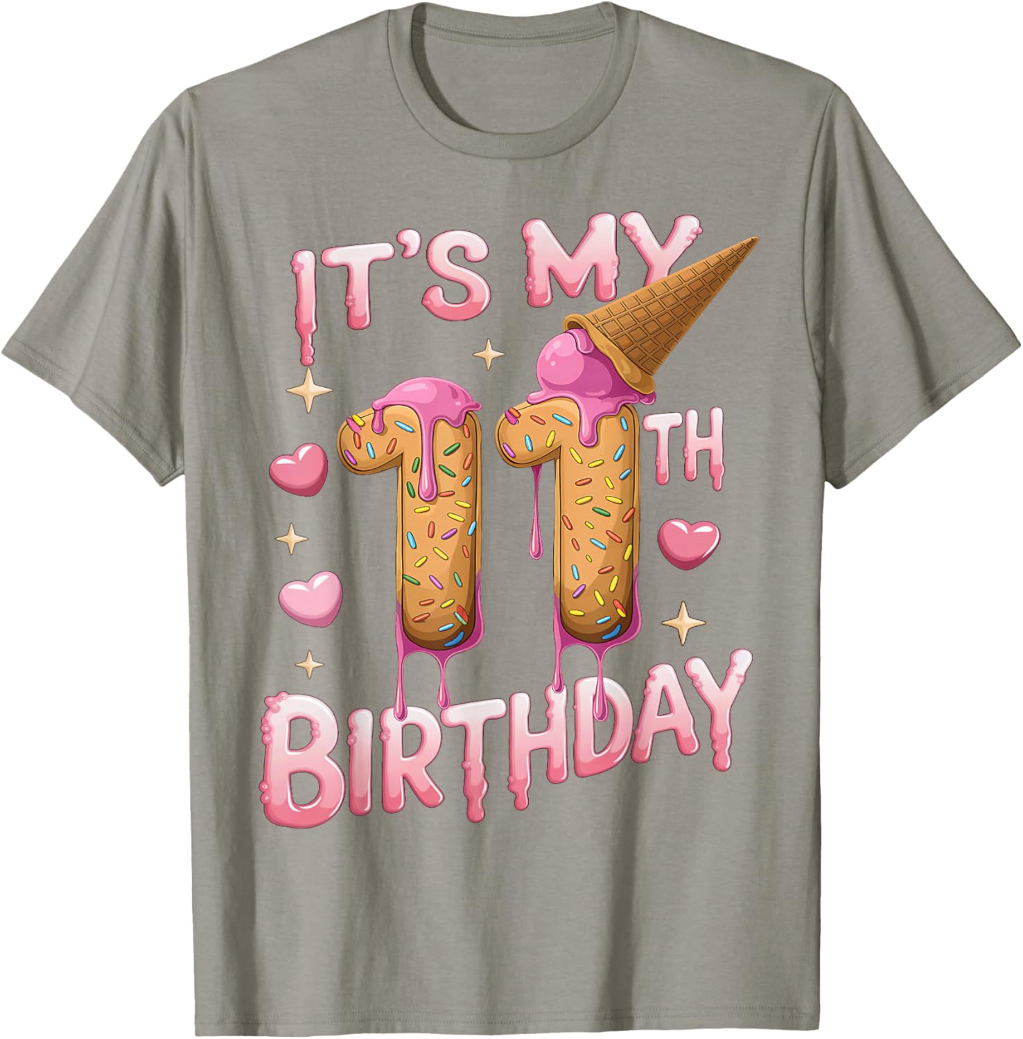 Cute Ice Cream 11th Birthday Shirt for Girls - Perfect Birthday Gift T-Shirt - 7