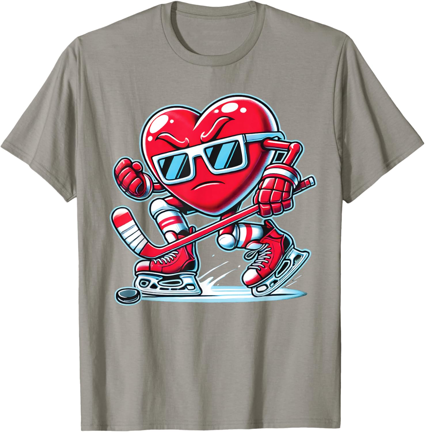 Cute Heart Ice Hockey T-Shirt for Valentine's Day - Men, Women, Boys - 23