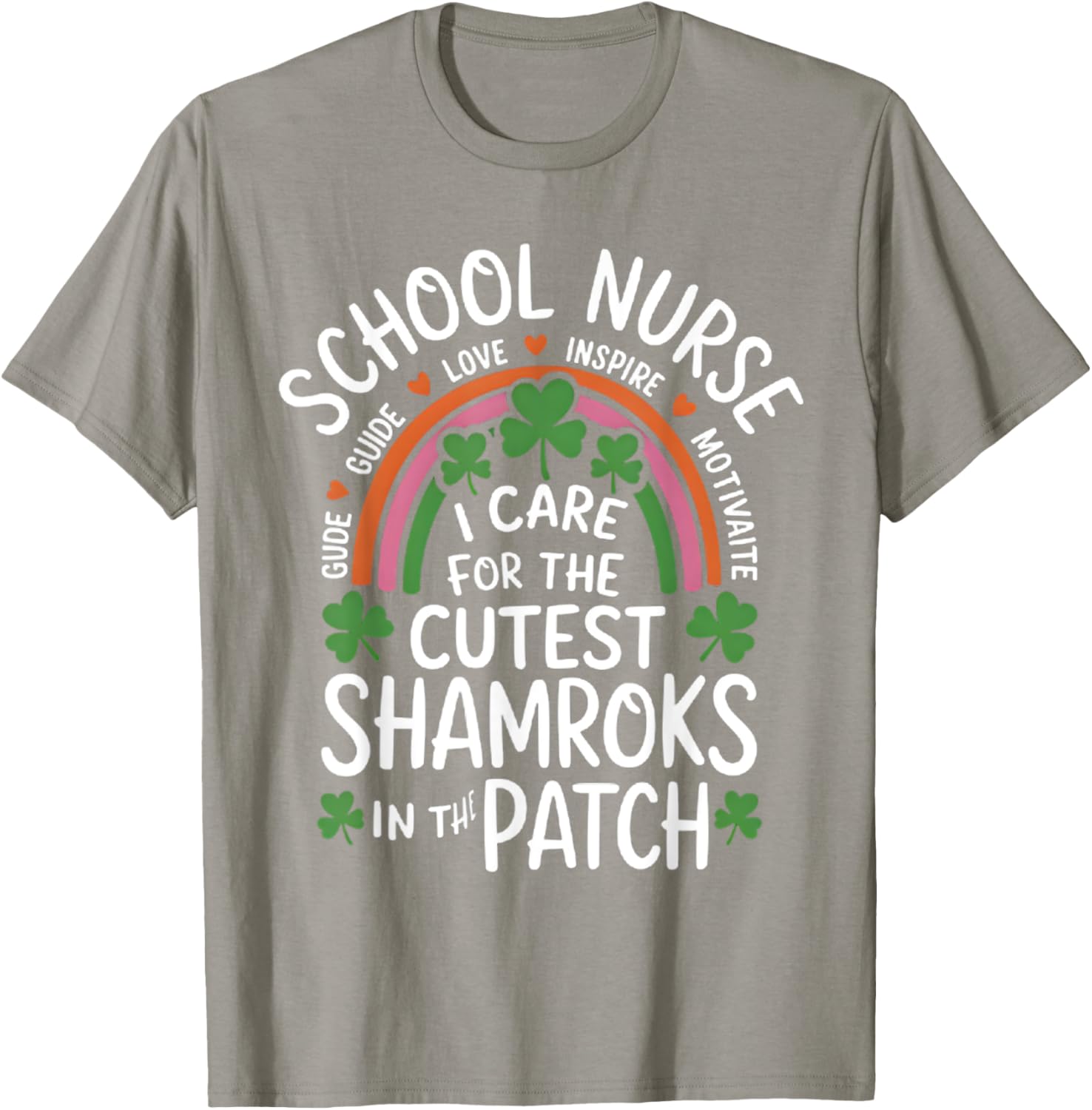 Cute St Patricks Day School Nurse T-Shirt I Care For Shamrocks - 13