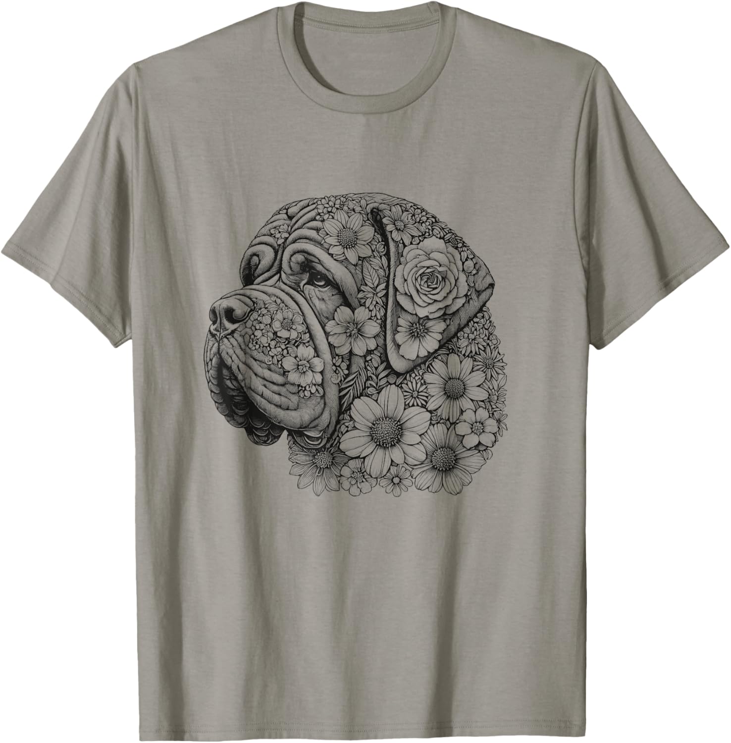Floral English Mastiff T-Shirt for Girls and Women - Cute Dog Design - 5
